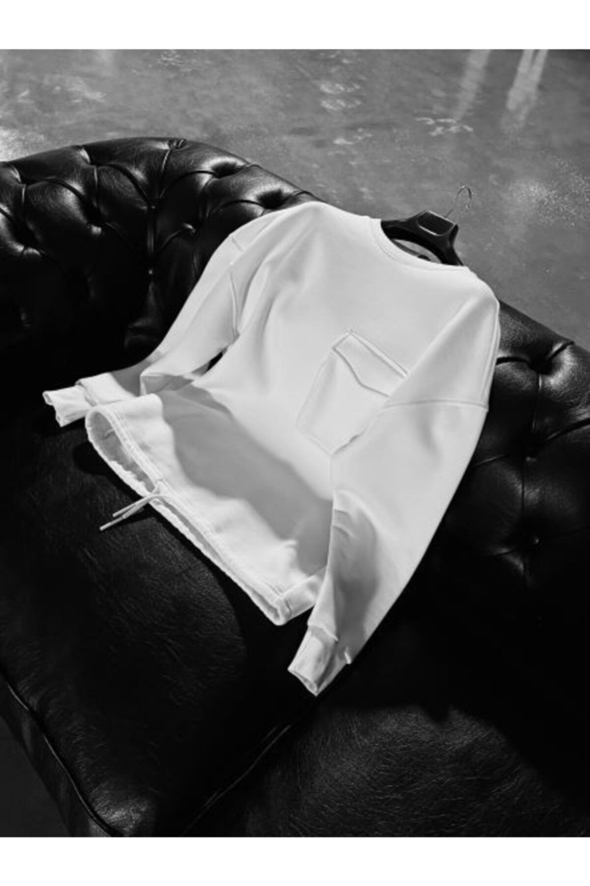 ablukaonline Süper Oversize Önü Cepli Sweatshirt Ekru