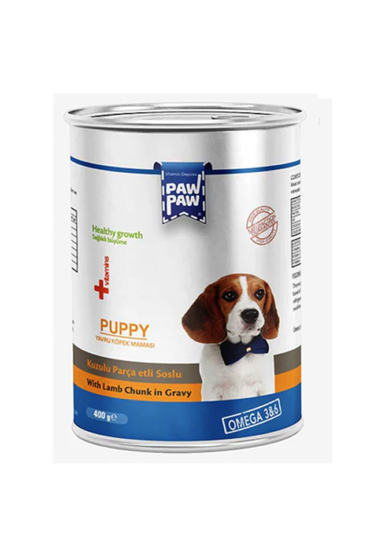 Paw Paw Kuzulu Parça Etli Soslu Konserve Yavru Köpek Maması 400gr