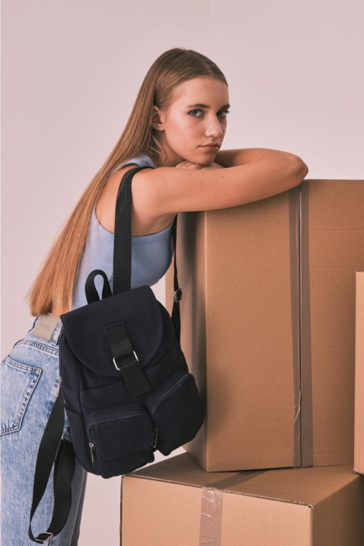 Shule Bags Canvas Sırt Çantası Magenta Lacivert
