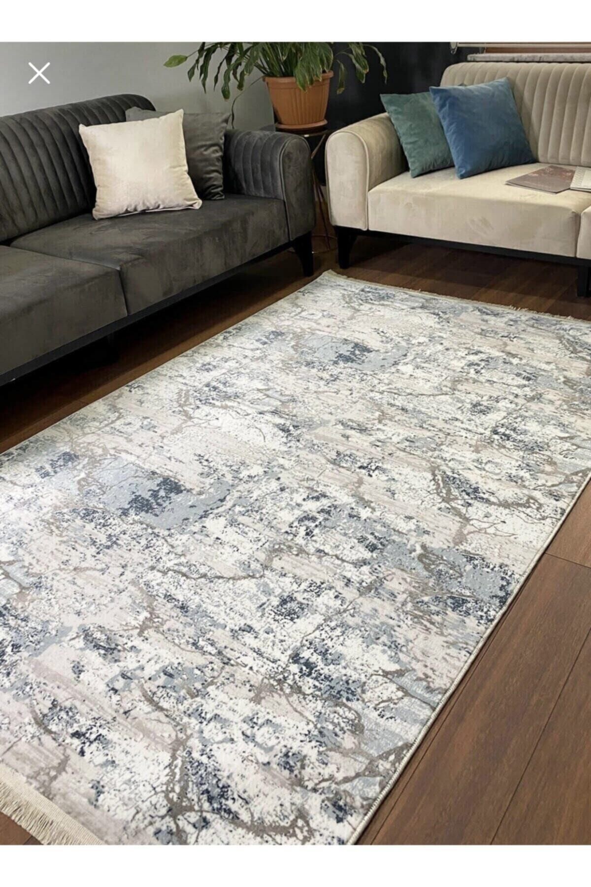 Alya Home Kaymaz Taban Kesme Halı Yolluk Etna Mavi
