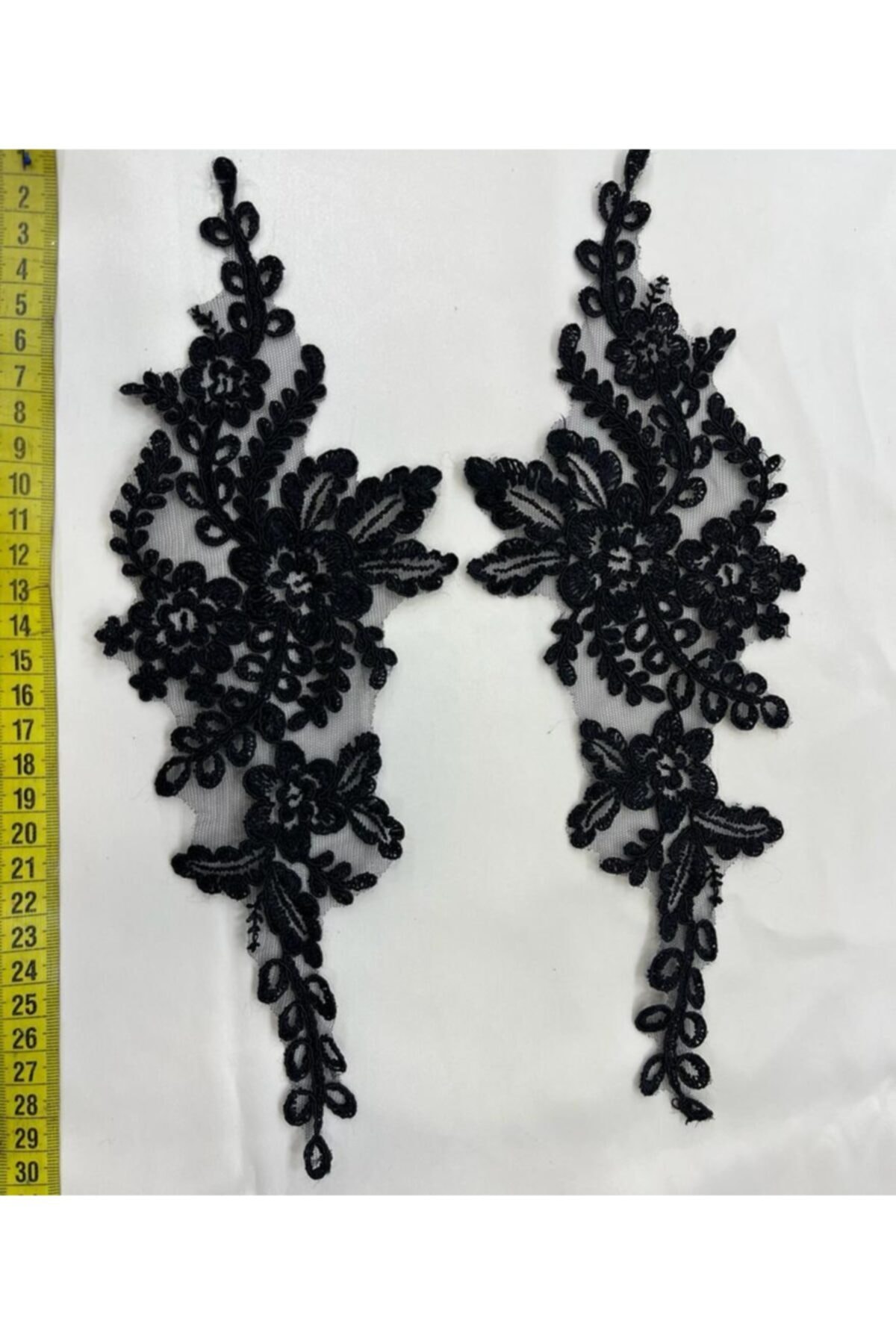 HÜMA Dantel Güpür Aplike 4 Takım (8 Adet) Siyah