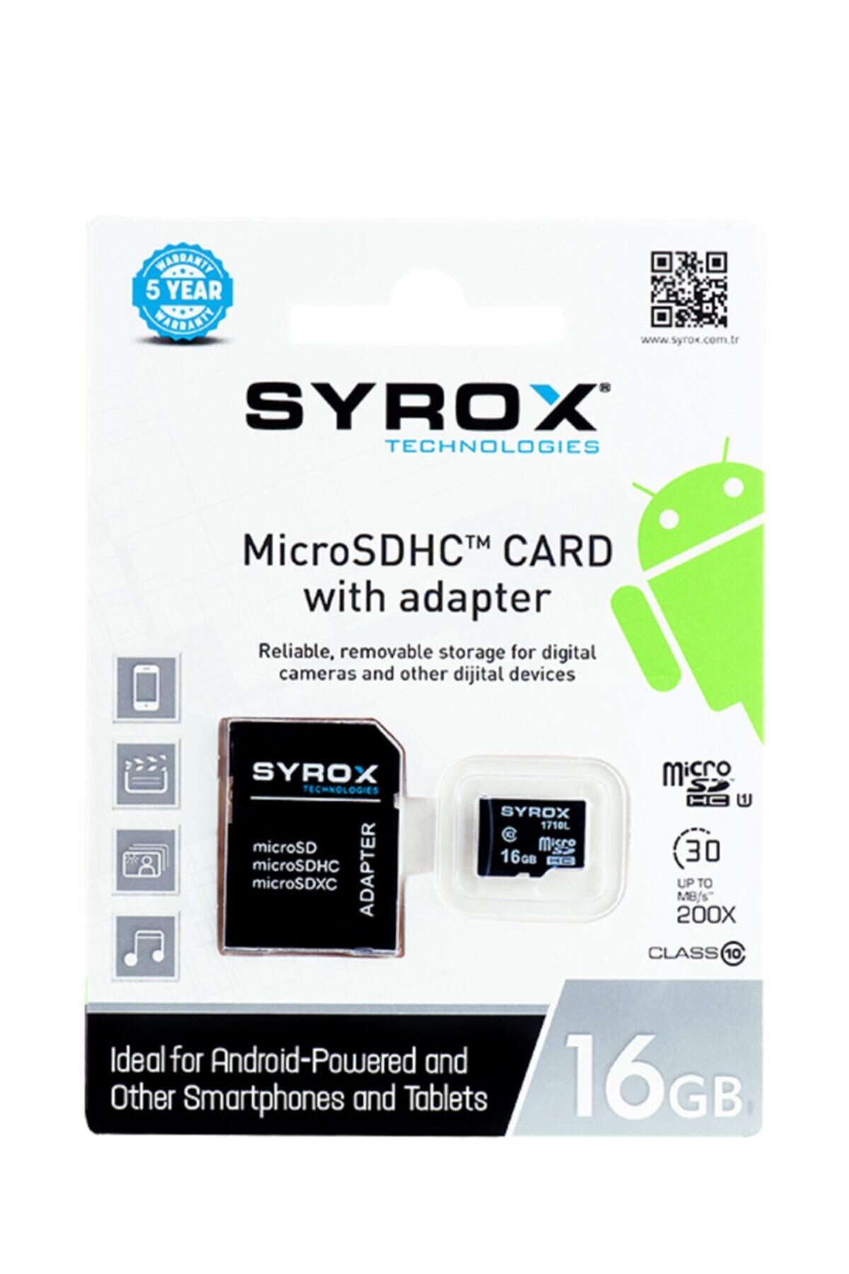Syrox Mc 16 Gb Microsd Adaptörlü Hafıza Kartı