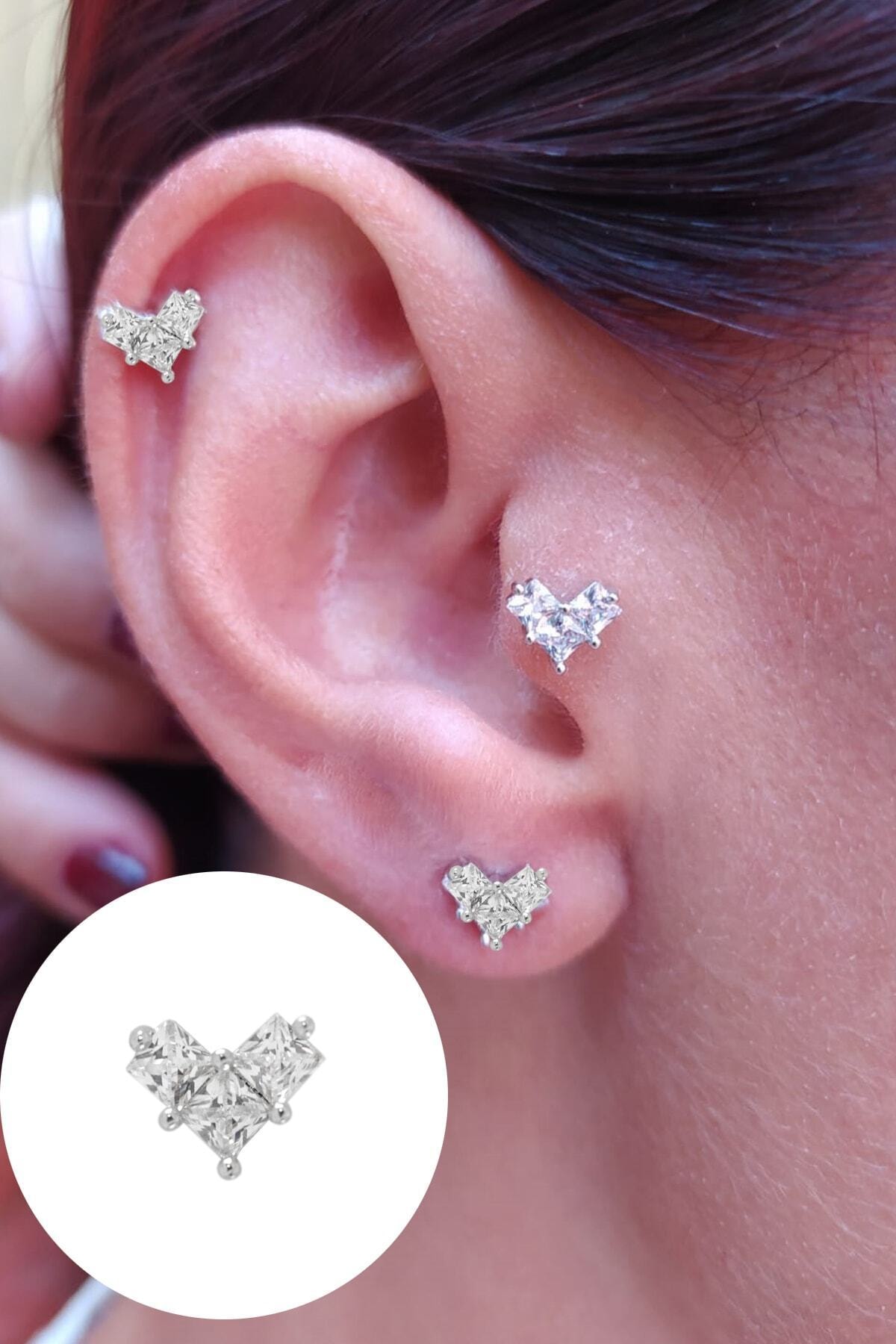 No:3Company Cerrahi Çelik Taşlı Kalp Figürlü Helix,tragus Piercing N1tapı19092004