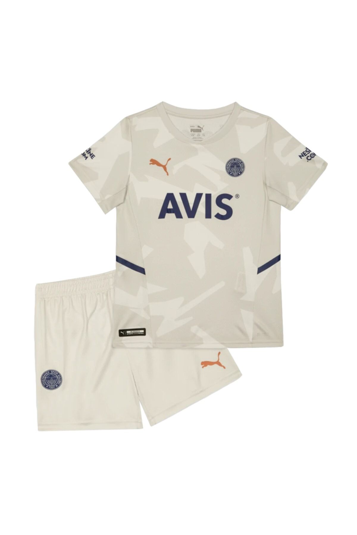 Fenerbahçe 767014-02 Puma Fsk Away Minikit W Hanger Glacier Gray Çocuk Forma Beyaz