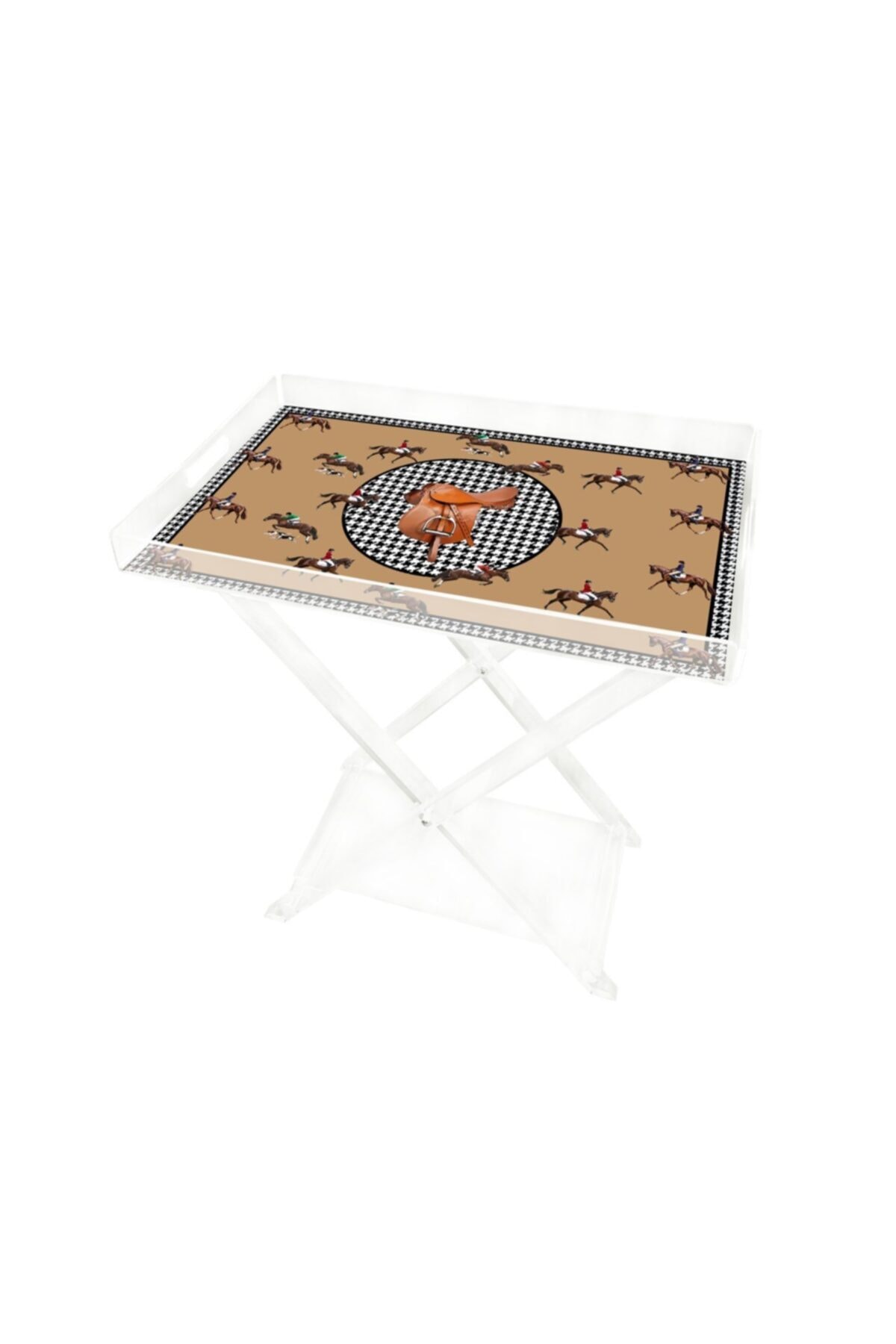 VİTELLİ Equestrian Camel 60x40 Pleksi Sehpa