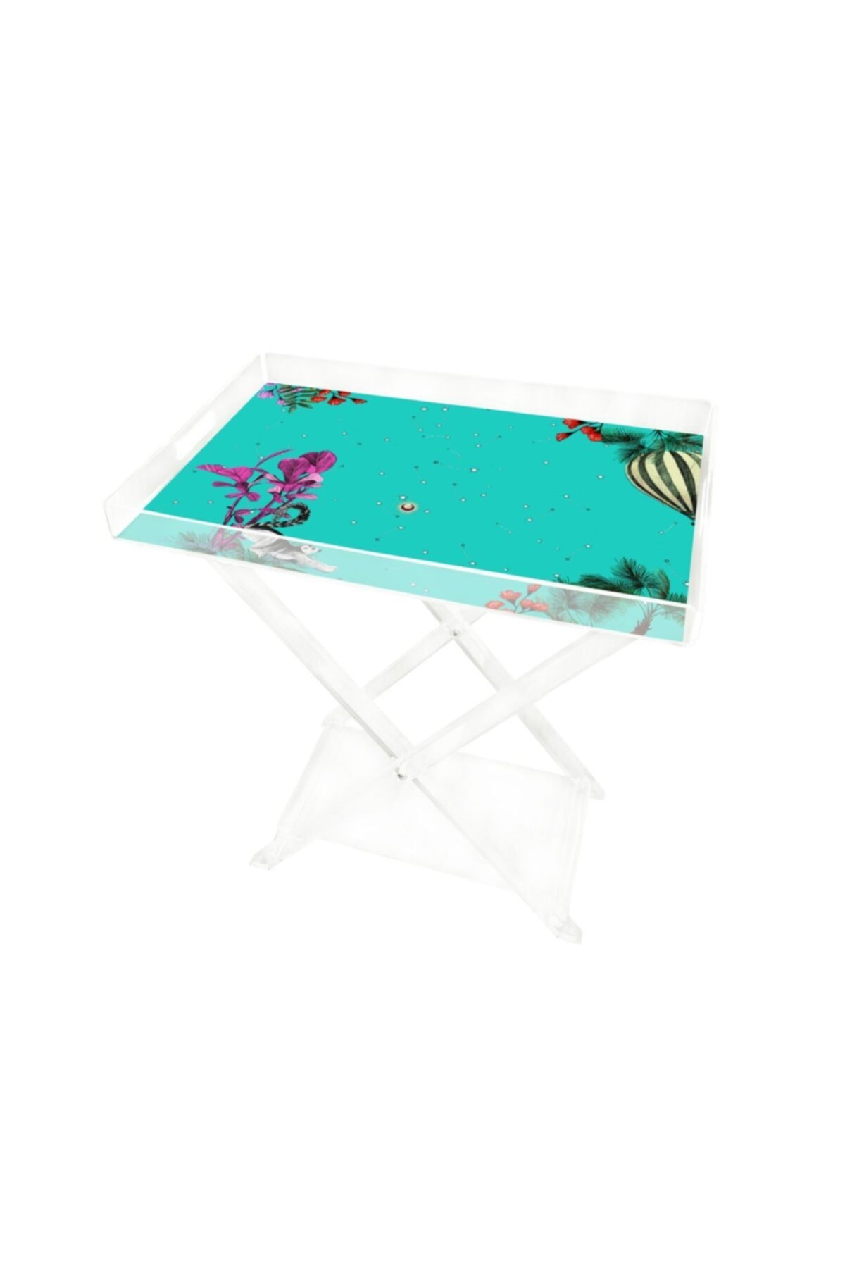 VİTELLİ Wonderland Yeşil Rakun 60x40 Pleksi Sehpa
