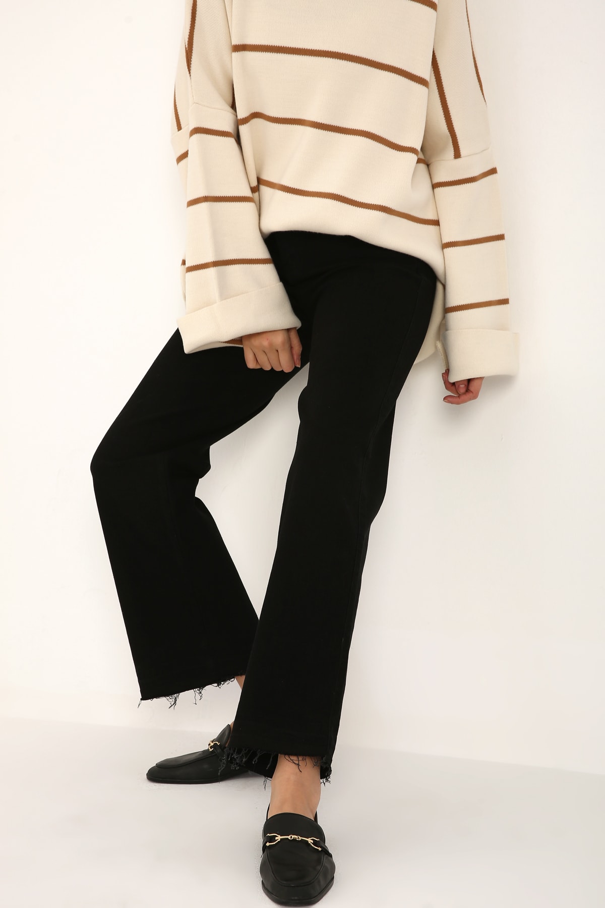 ALLDAY Siyah Bol Paça Jean Pantolon