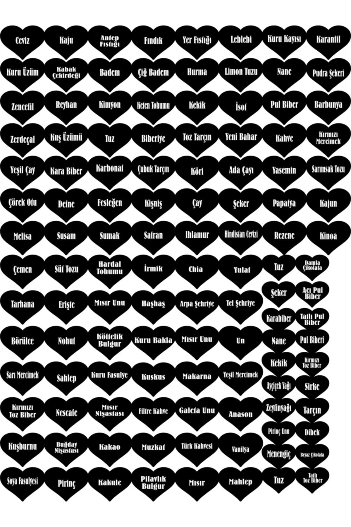 DOGRUDANDEKOR 118 Adet Baharat Sticker Kırmızı Kalp Modelli I 2022 98 Adet 3x4 Cm 20 Adet 3x2 Cm