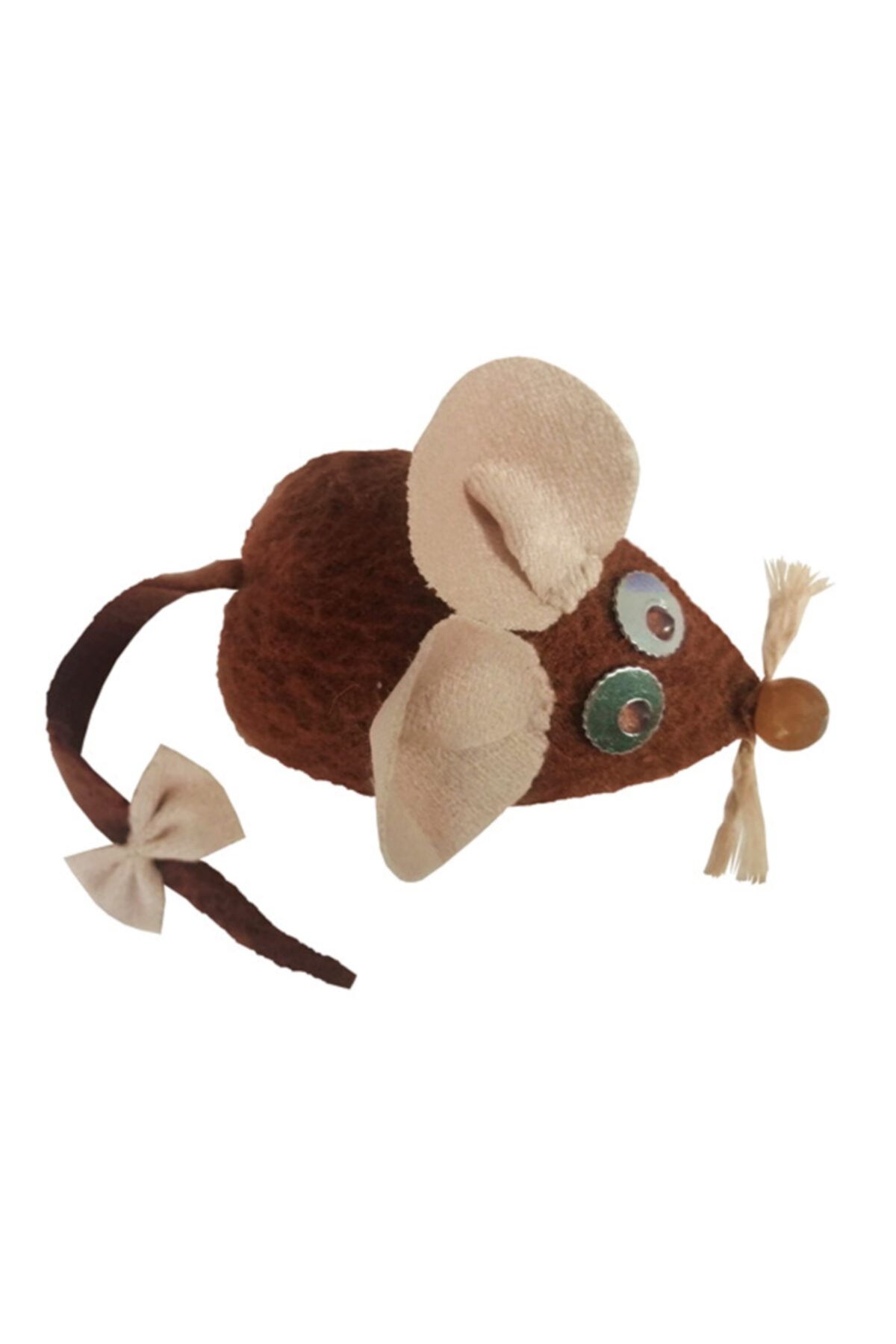 Markapet Kedi Oyuncağı Bıyıklı Peluş Fare 4,5 X 6-15 Cm Kahverengi