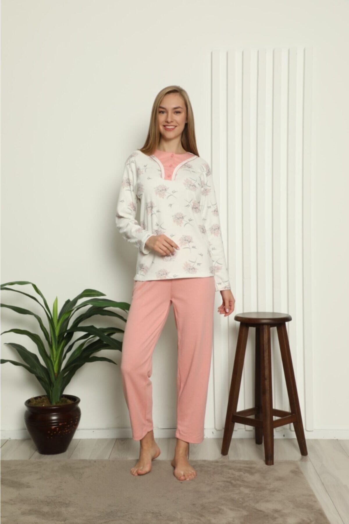 WIND GIYIM Yeni Sezon Kadın | Büyük Beden Anne Pijama Takımı Pembe
