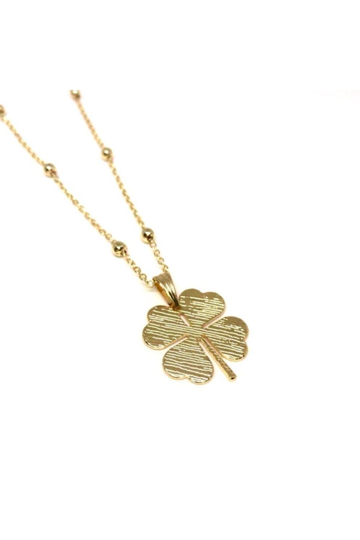 GLARE JEWELRY 4 Yapraklı Yonca Kolye Şans Kolye Altın Kaplama