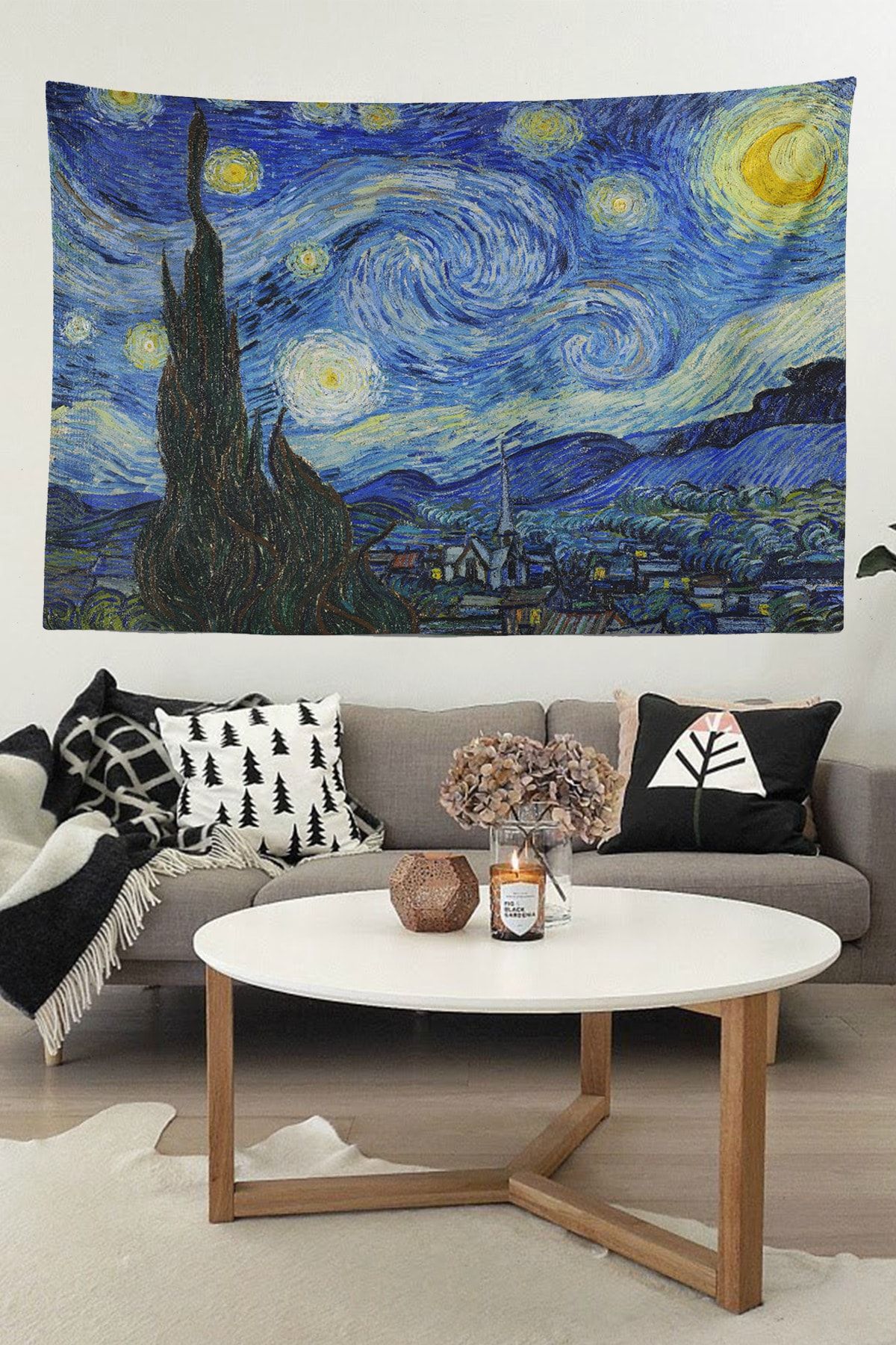 Kozmik Tapestry Van Gogh Yıldızlı Gece Duvar Örtüsü