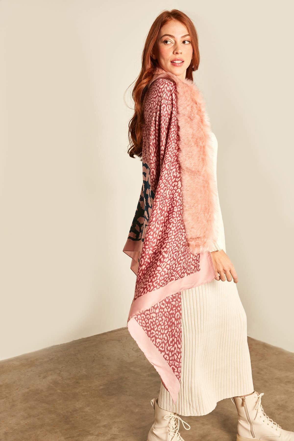 YLondon 13955-3 Patchwork Leopar Desenli Pembe Panço