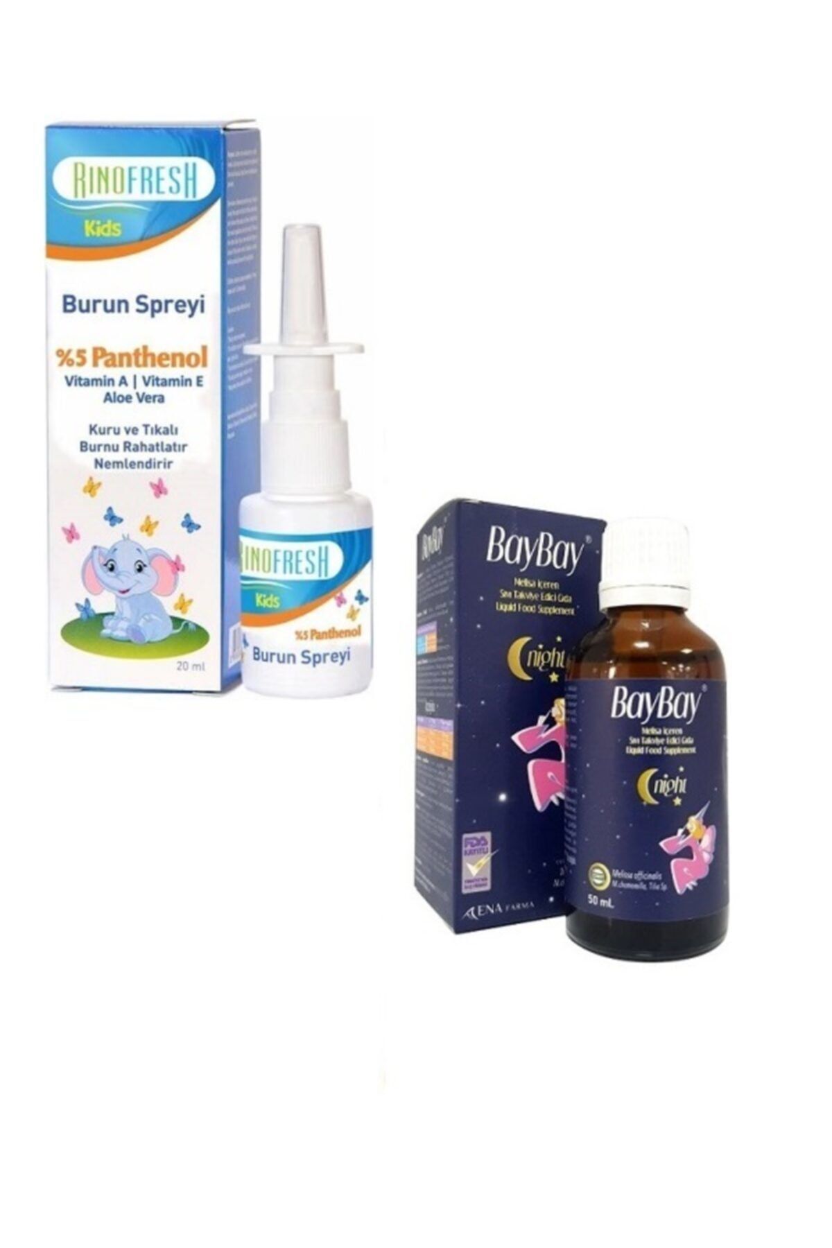 RINOFRESH Çocuklar Için Panthenol Burun Spreyi 20 ml Baybay Night Damla 50 ml