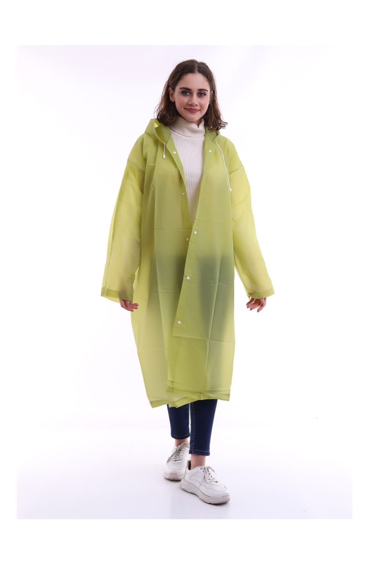 ÖNDER MODA Yağmurluk Rüzgarlık Açık Sarı Unisex Su Geçirmez Eva Kumaş