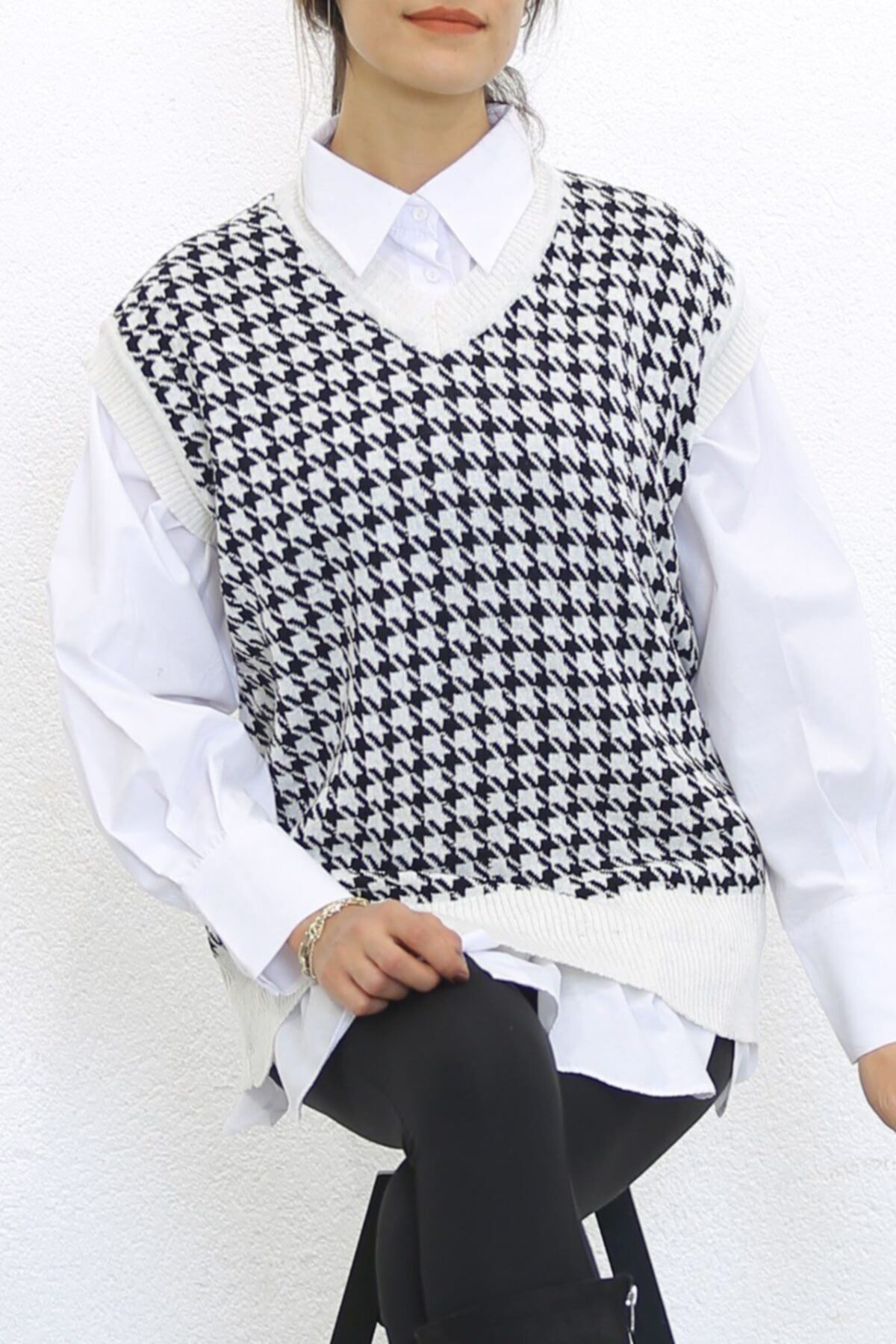 combinkazak Kazayağı Süveter Beyaz