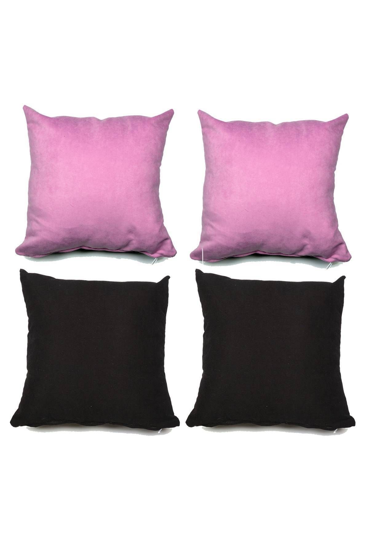Royaleks 4 Adet Süet Kırlent Minder Kılıfı 40x40cm Lila Siyah