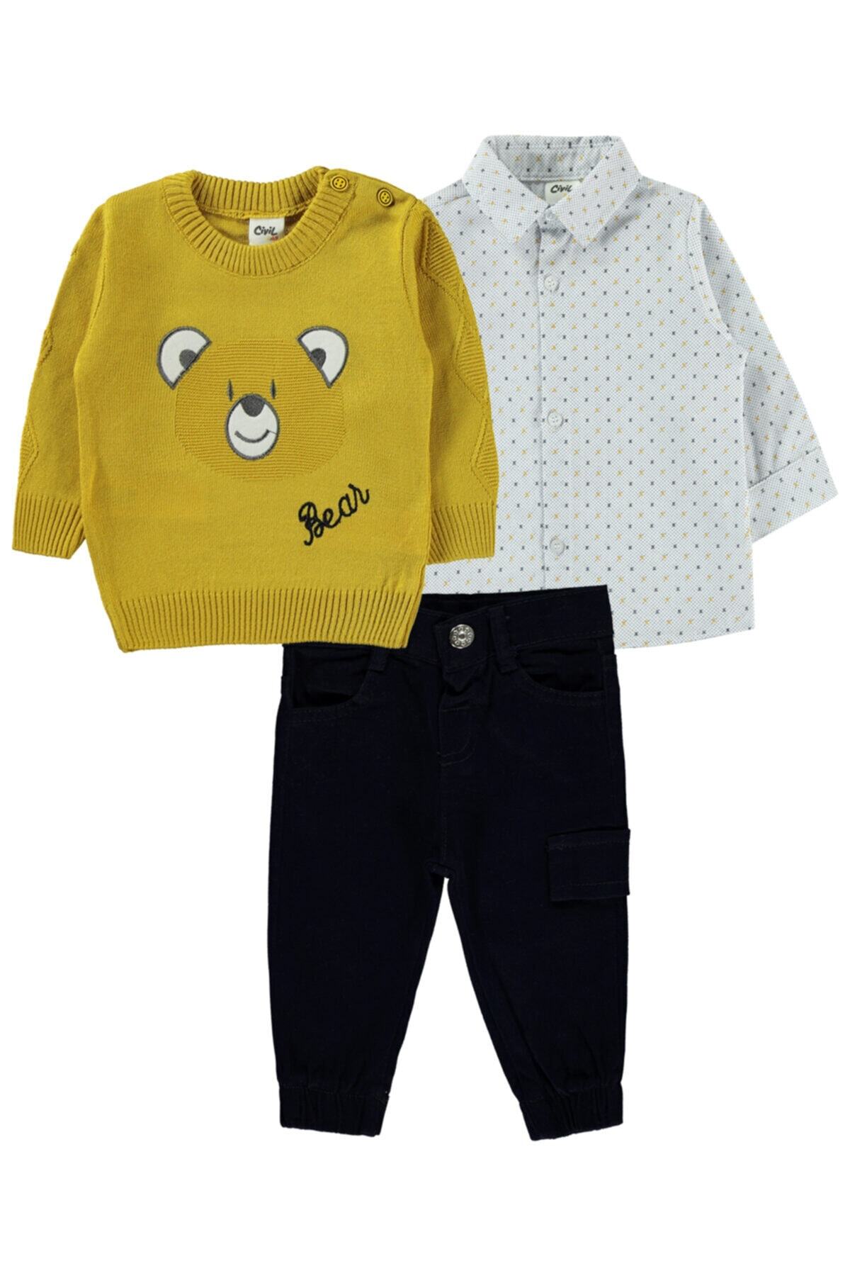 Civil Baby Erkek Bebek 3'lü Takım 6-18 Ay Hardal