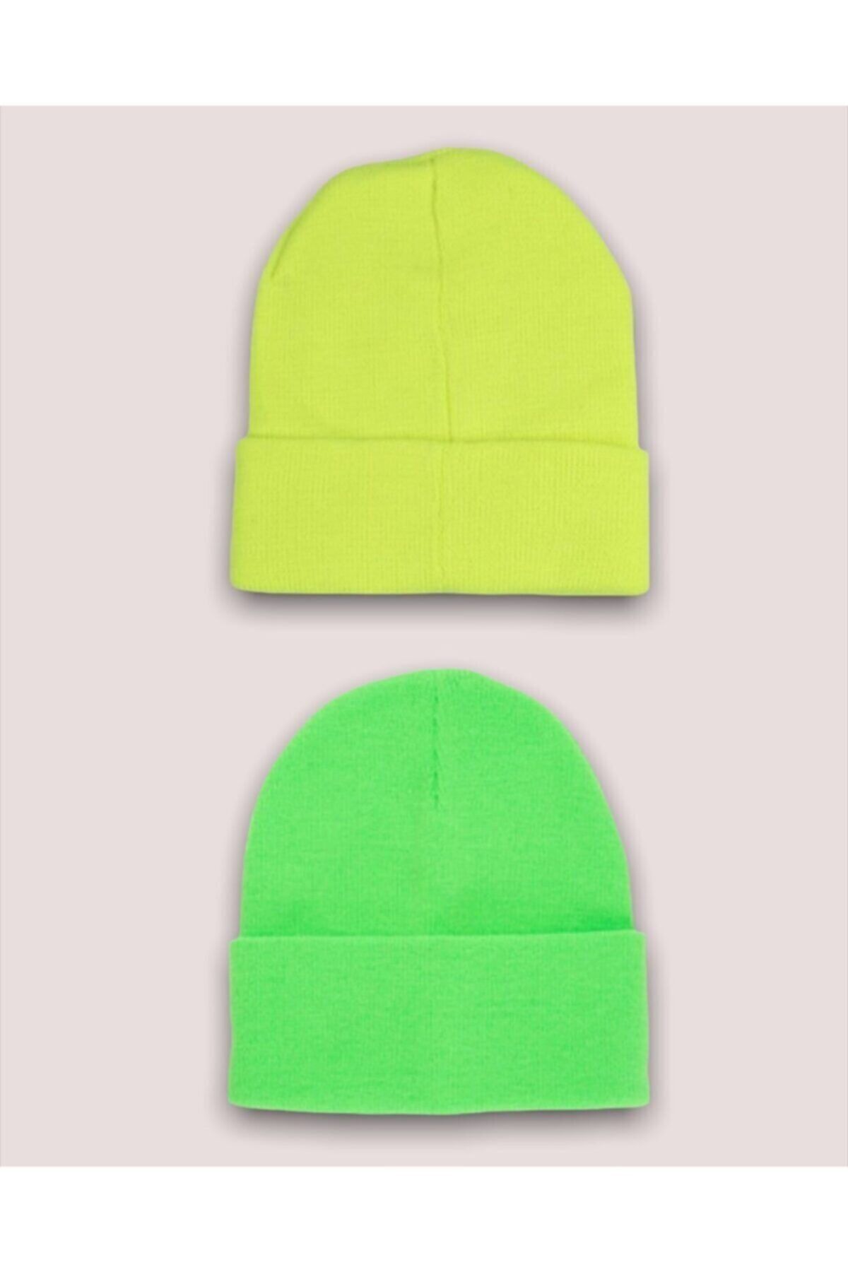 GKZstore Unisex Basic Bere Seti Neon Yeşil & Neon Sarı