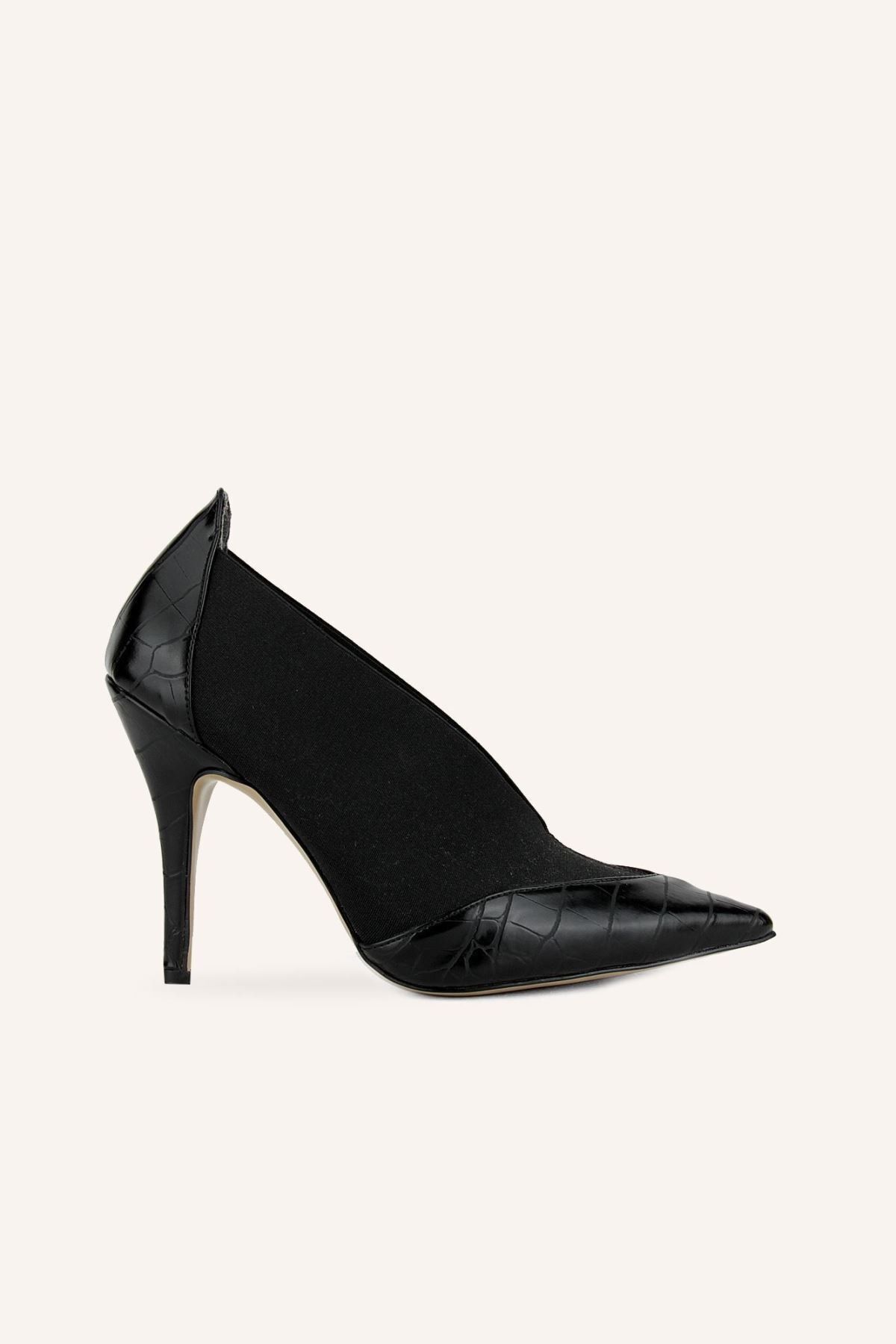 MARCATELLI Siyah Kroko Sole Kroko Stiletto