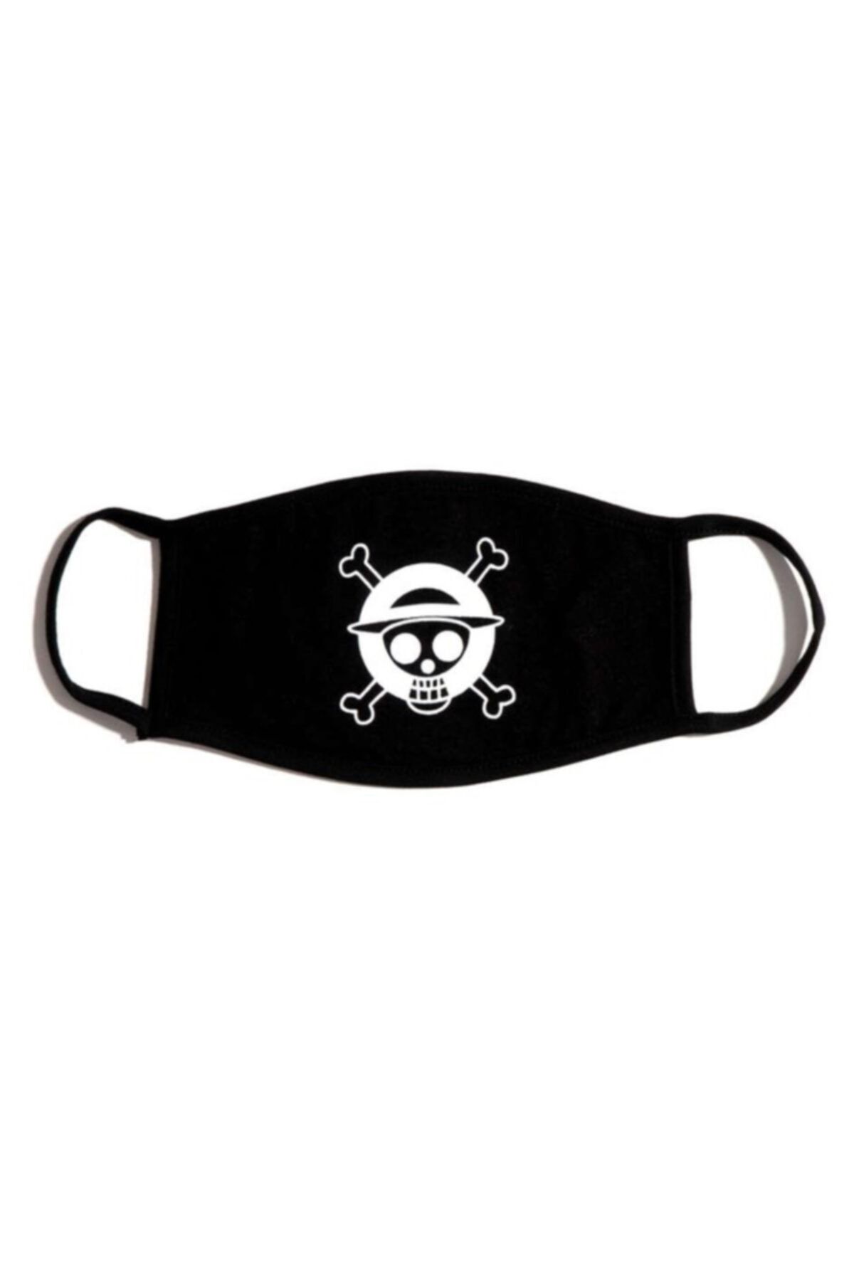 StüdyoÜmitTişört One Piece Beyaz Logo %100 Pamuklu Siyah Penye Kumaş Yıkanabilir Maske B095-040s