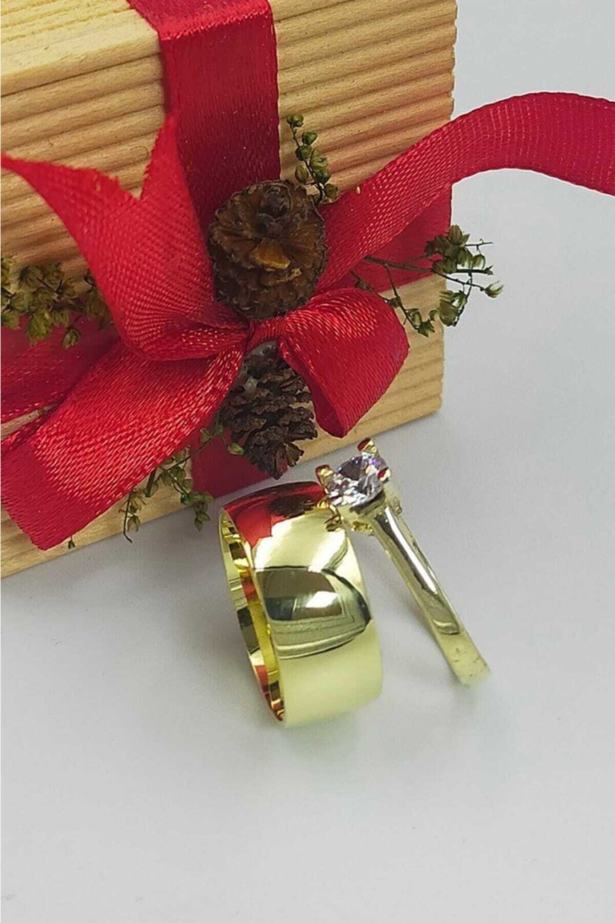 GÜMÜŞ DERYASI 8 Mm Bombe Tektaş Hediyeli Alyans