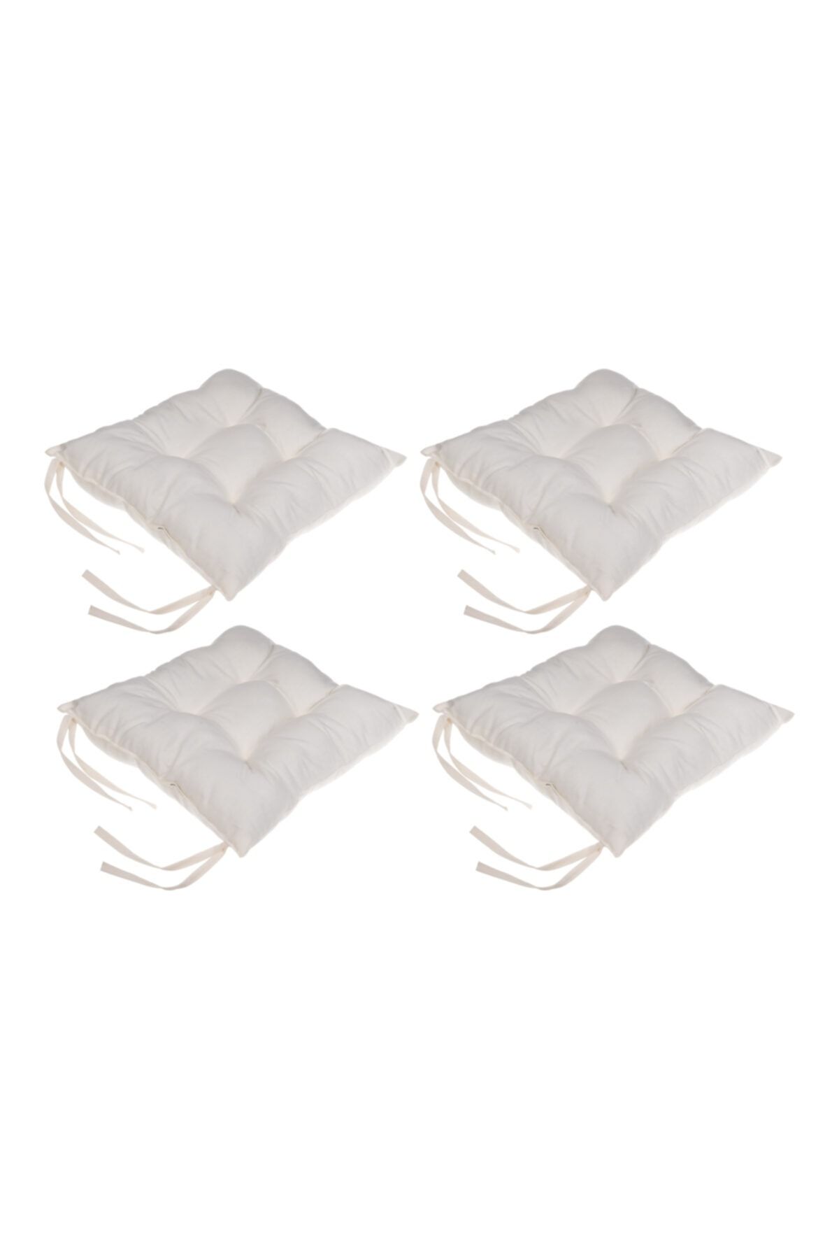 AYDEMİR COLLECTİON 4'lü Kombin Pofidik Kare Sandalye Minderi 40 X 40 Cm Krem