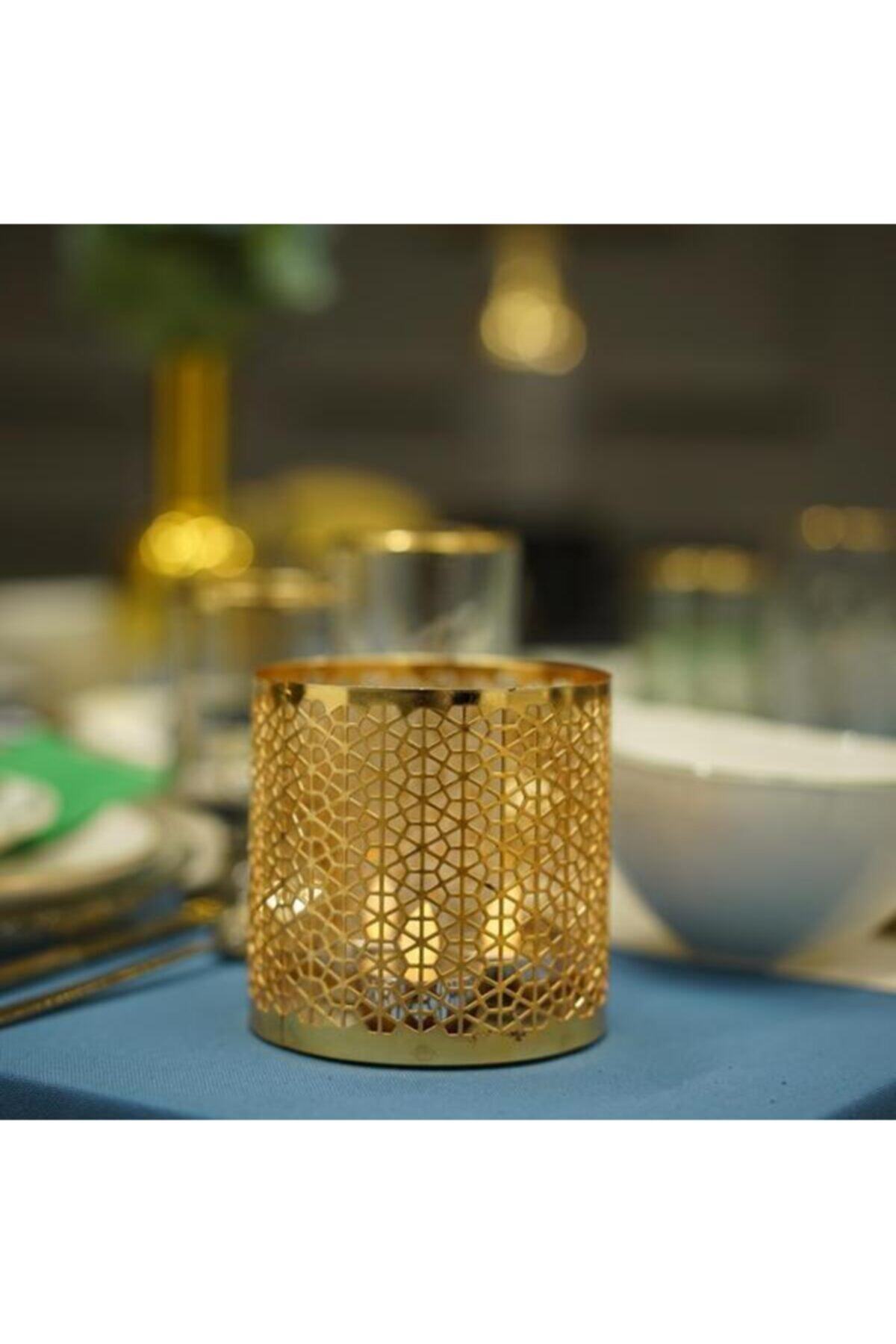 ANGDESİGN -celine-dekoratif Metal Mumluk-altın