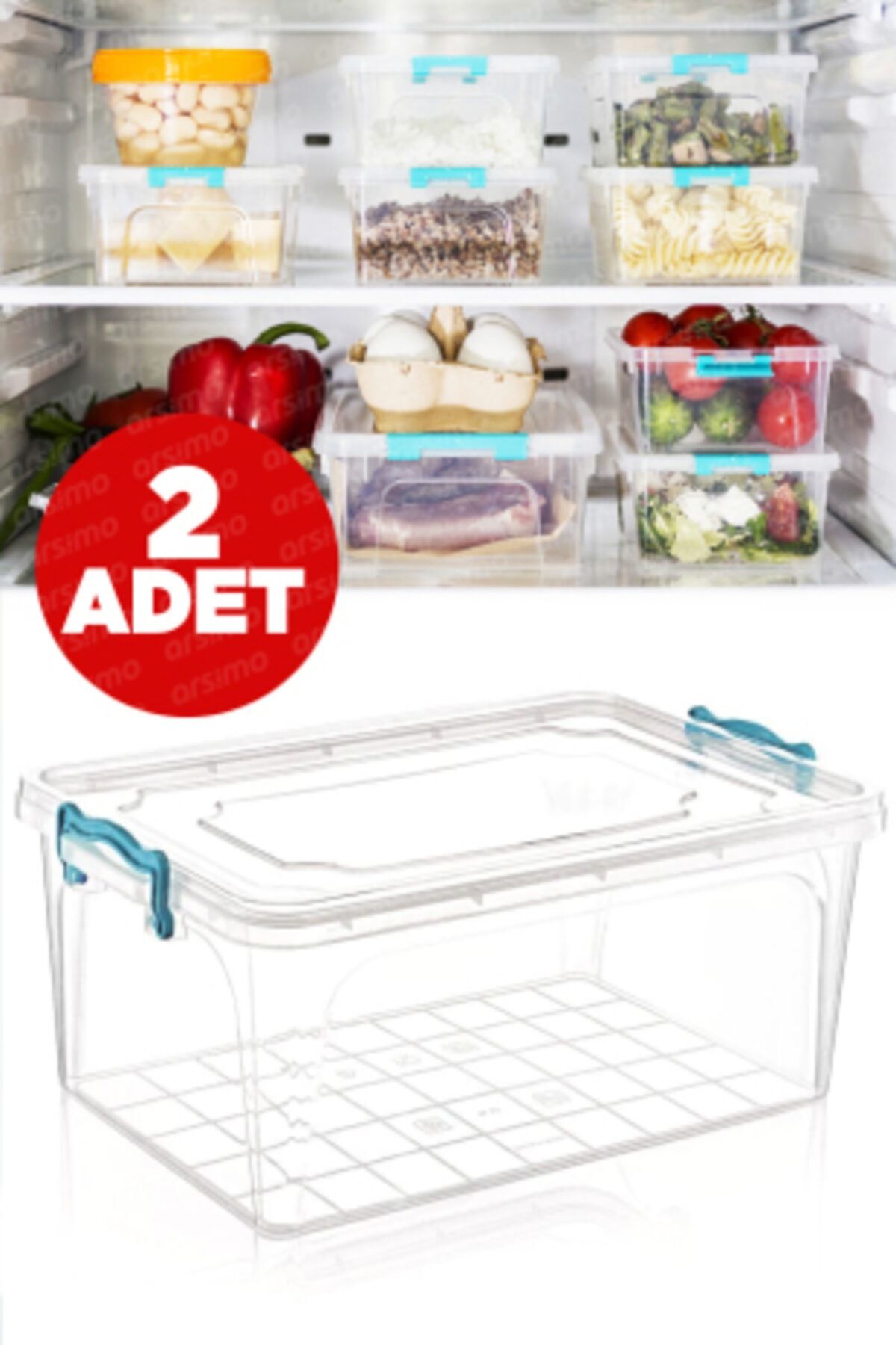 Arsimo Plastik Kilitli Saklama Kabı 8 Litre ( 2 Adet )