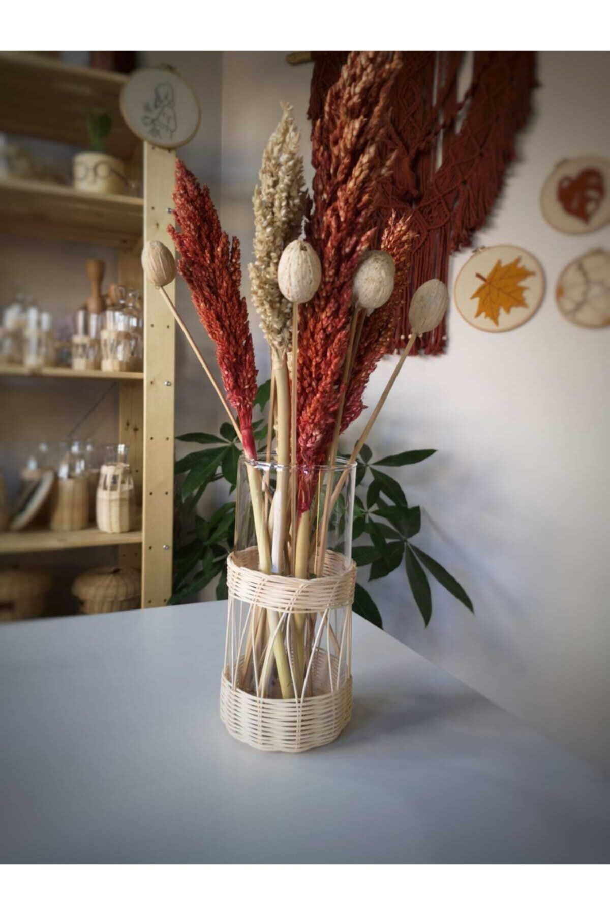 His Art Workshop Bambu Rattan Karaf Silindir Vazo