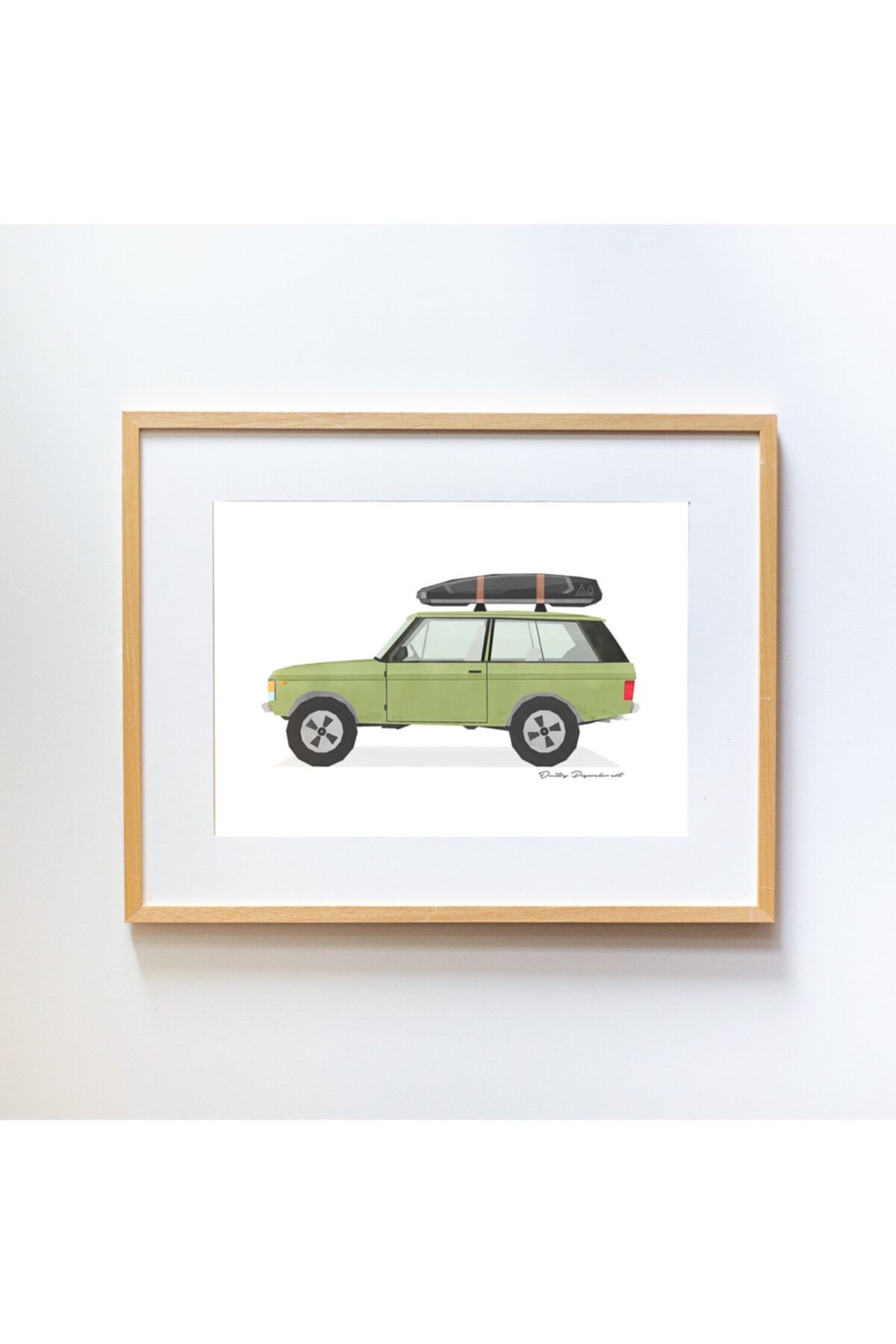 Little Forest Animals Yeşil Range Rover Çocuk Odası Tablo