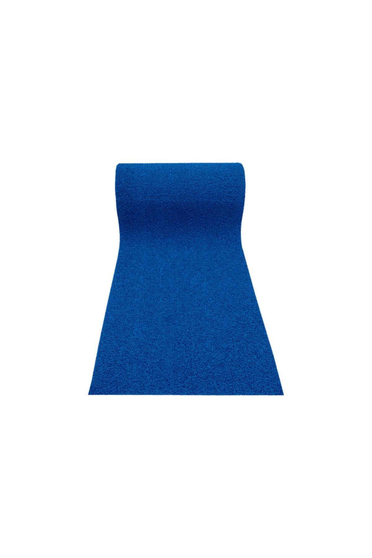 COLOURMAT Abk 100x250cm Mavı Kıvırcık Kaydırmaz Paspas 14 Mm Kaymaz Yolluk Kaydırmaz Halı