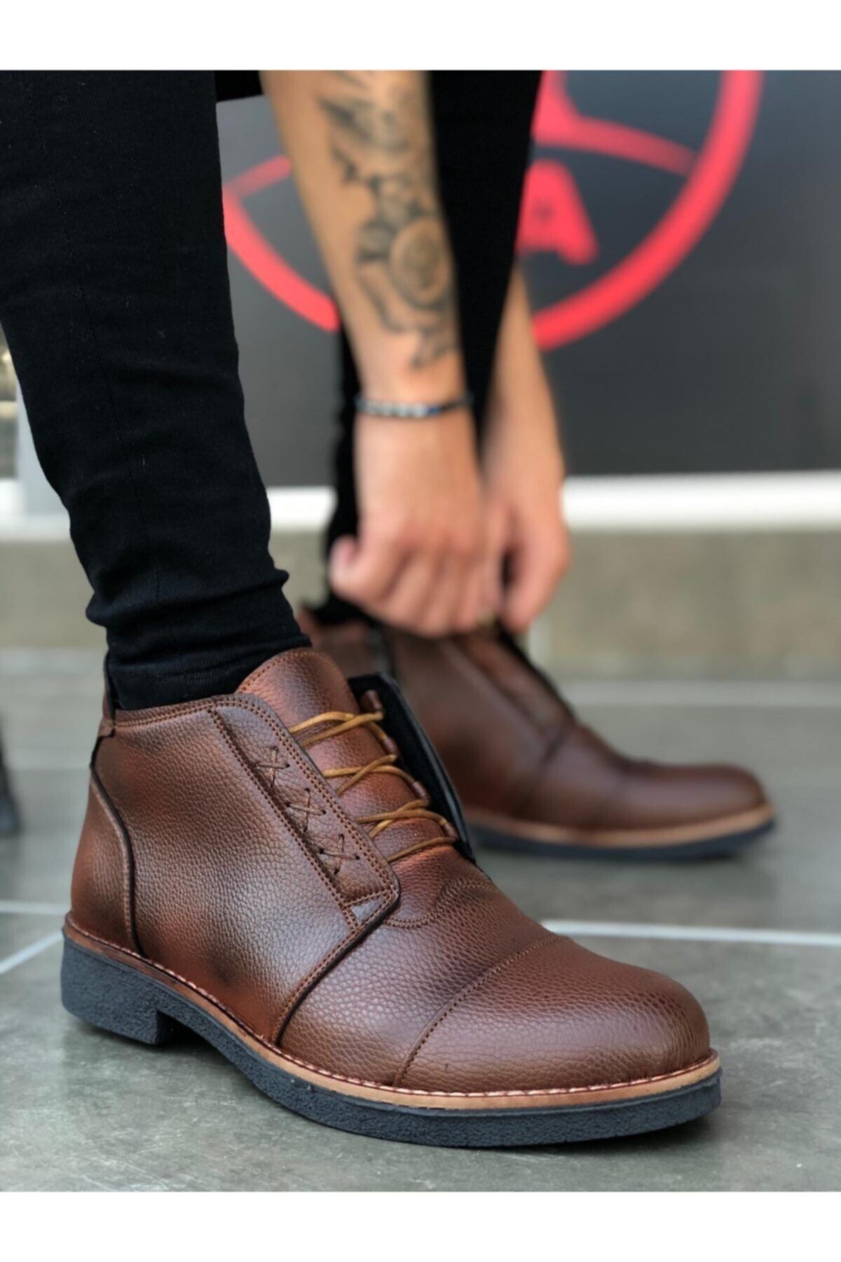 Erbilden Er0045 Gizli Bağcık Taba Kahve Casual Erkek Spor Klasik Yarım Bilek Bot