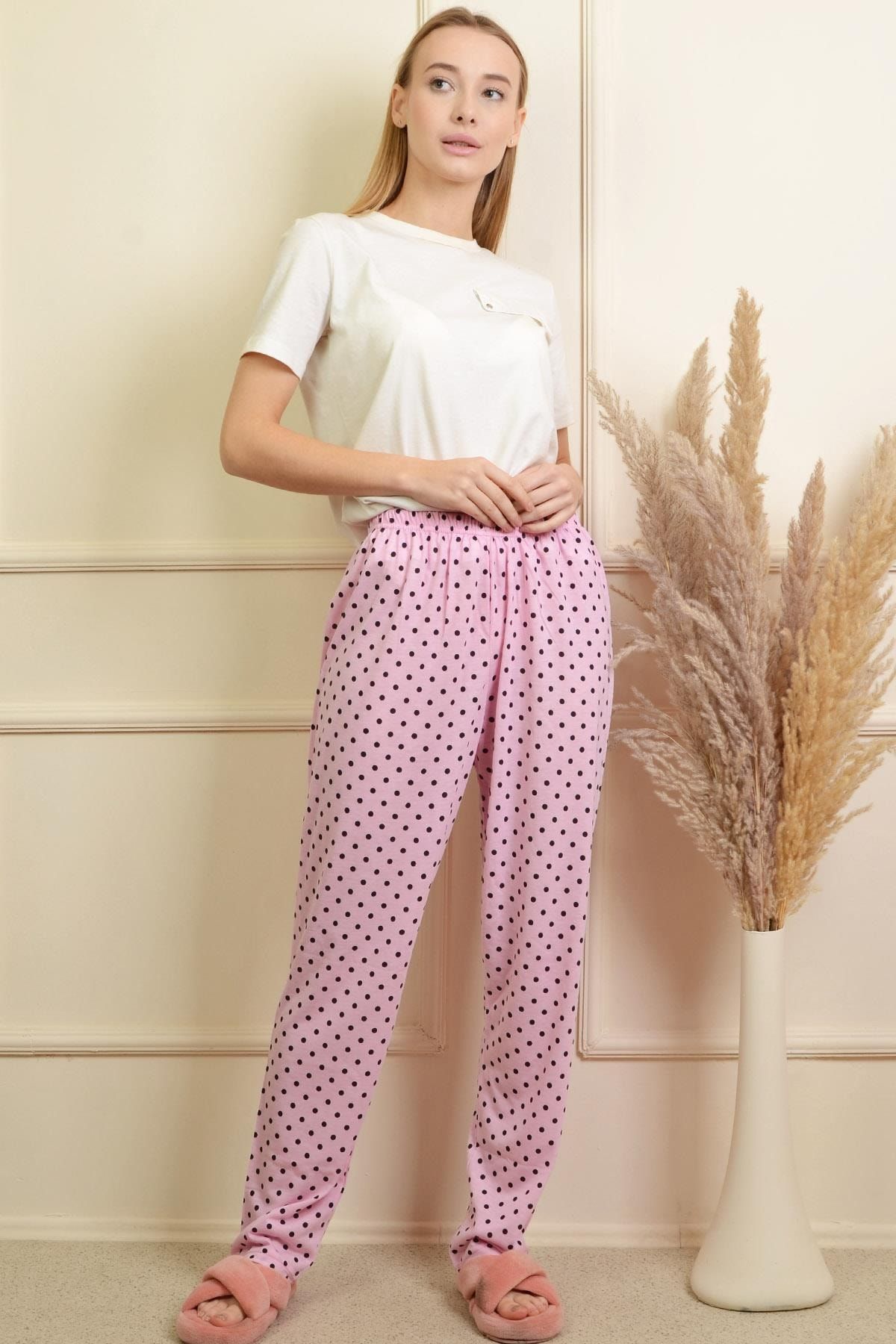PİNKMARK Kadın Pembe Puan Baskılı Lastikli Pijama Altı Pmpt25435