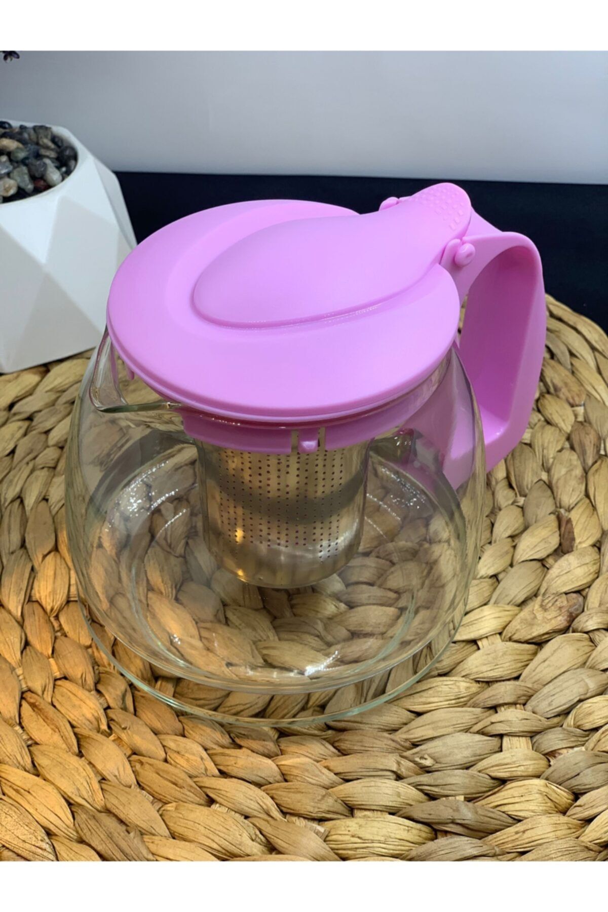 MİZORE 1250 Ml Cam Servis Demlik Pembe