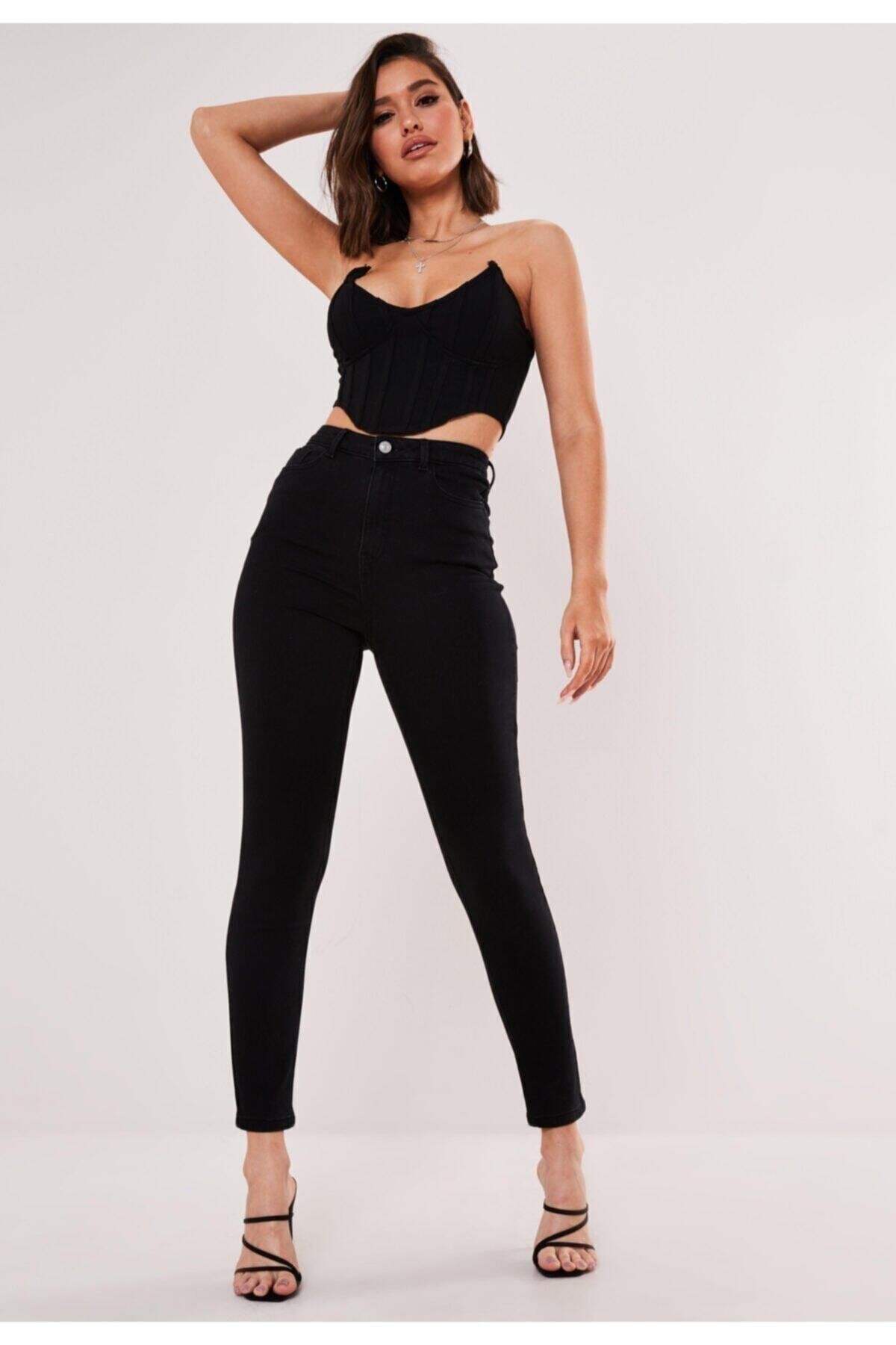 TRENDNATUREL Simsiyah Black Skinny Jeans Kot Solmaz Garantili Toparlayıcı Beden Tablomuza Bakınız