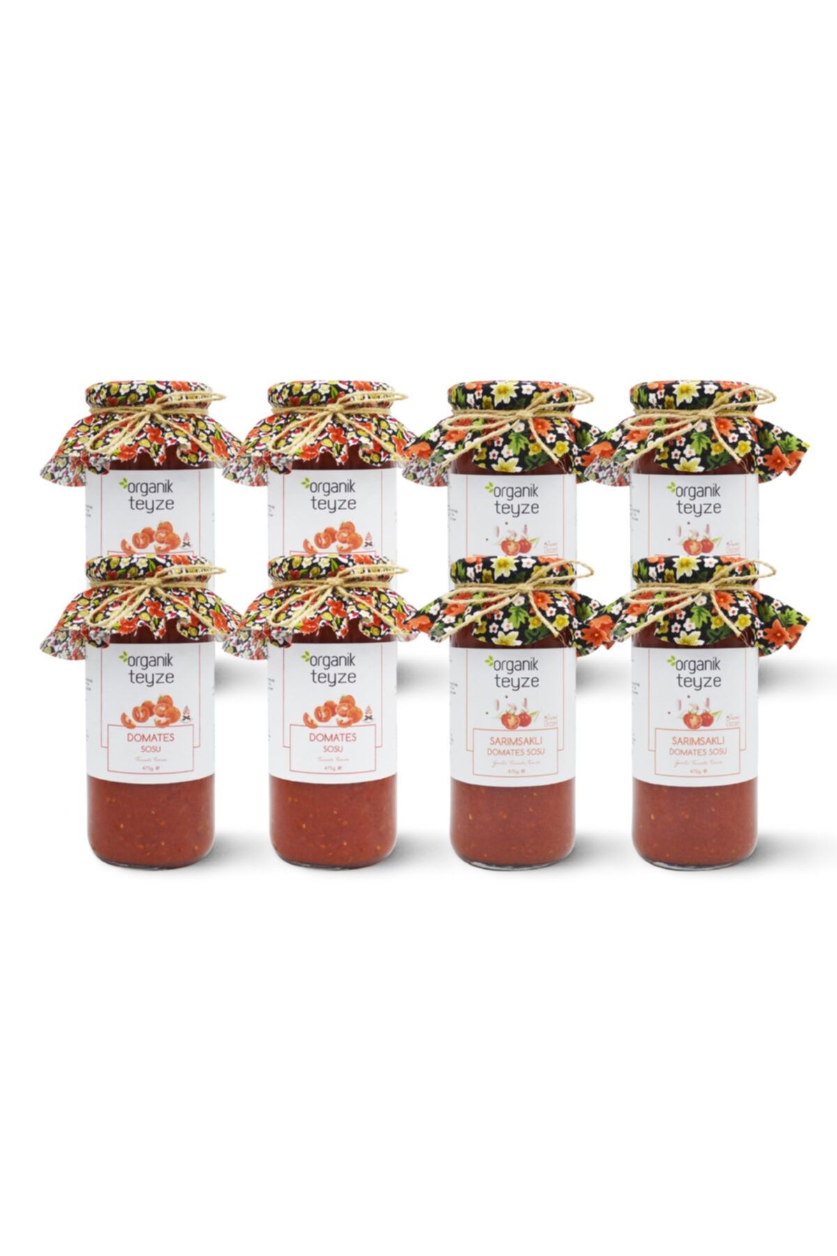 Organik Teyze Sade Ve Sarımsaklı Domates Sos Paketi 475g. (8'Lİ AVANTAJ)