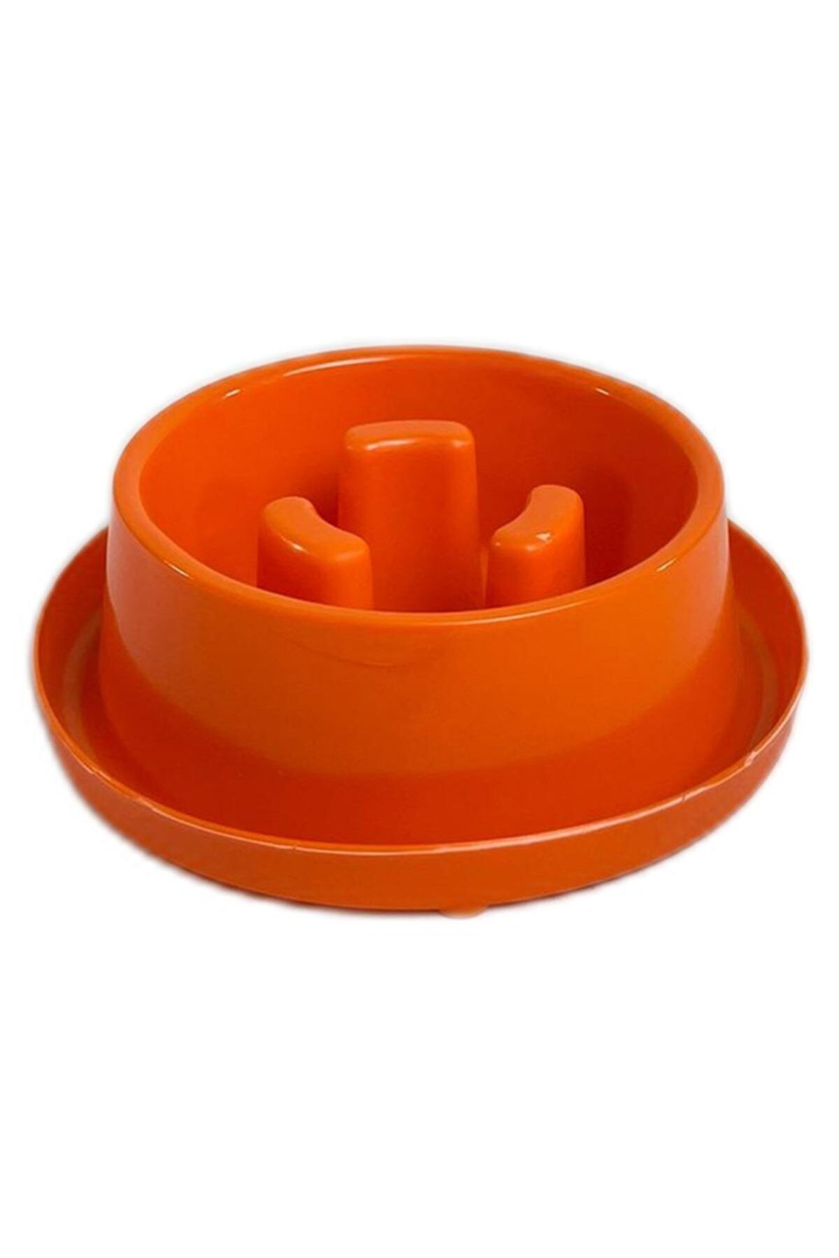 Miapet Plastik Yavaş Yeme Mama Ve Su Kabı 400 Ml Turuncu