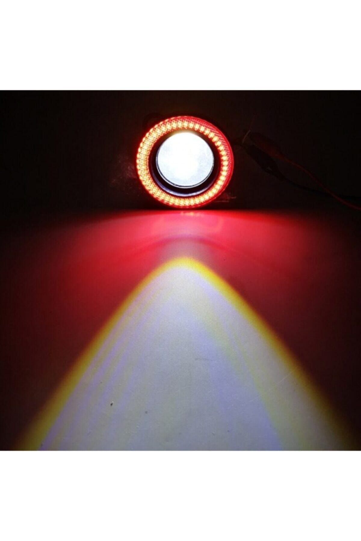 WALZEN Angel Far 76mm Kırmızı Mercekli Angel Led Halkalı Sis Far 4000 Lümen Su Geçirmez