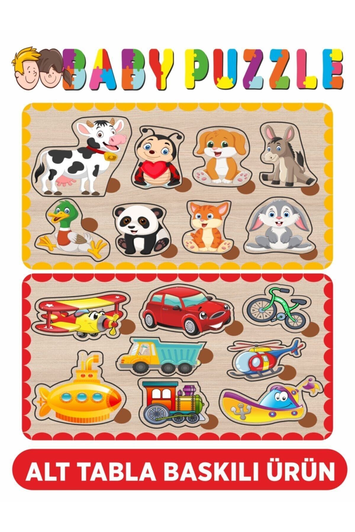 Baskı Atölyesi Sevimli Hayvanlar Ve Taşıtlar Bul-tak Ahşap Puzzle