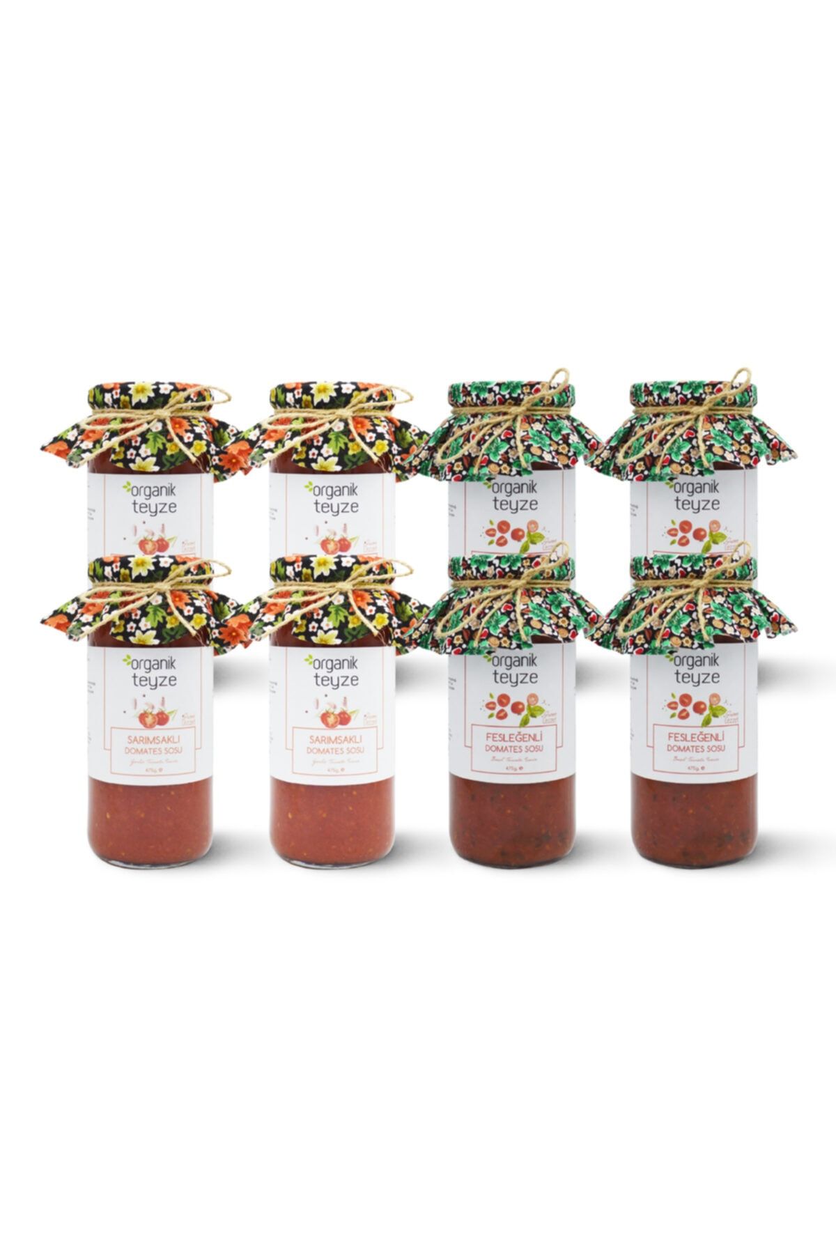 Organik Teyze Sarımsaklı Ve Fesleğenli Domates Sos Paketi 475g. (8'Lİ AVANTAJ)