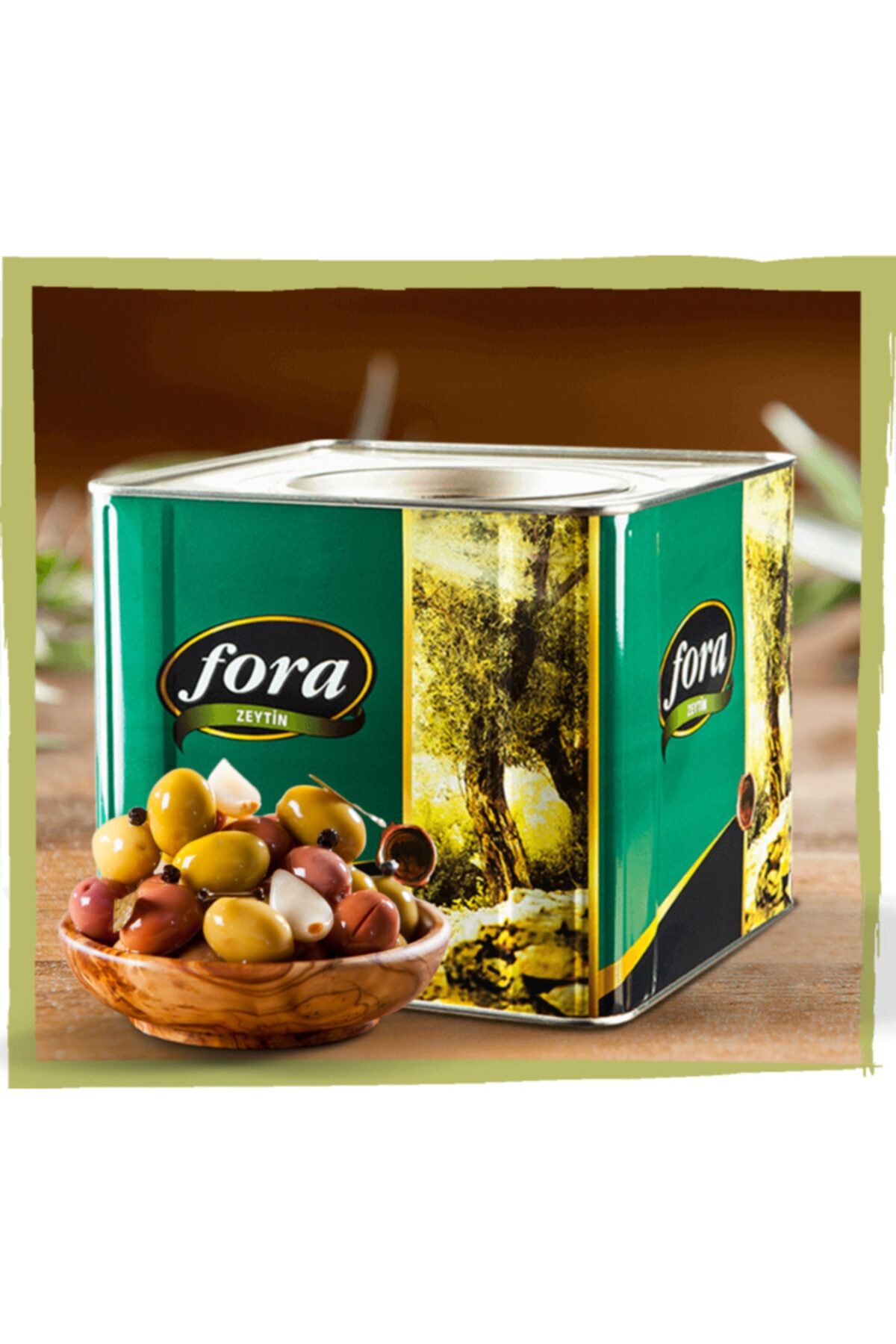 FORA Fr Çekirdeksiz Yağda Sarımsaklı Marine Yeşil Zeytin 5kg Tnk