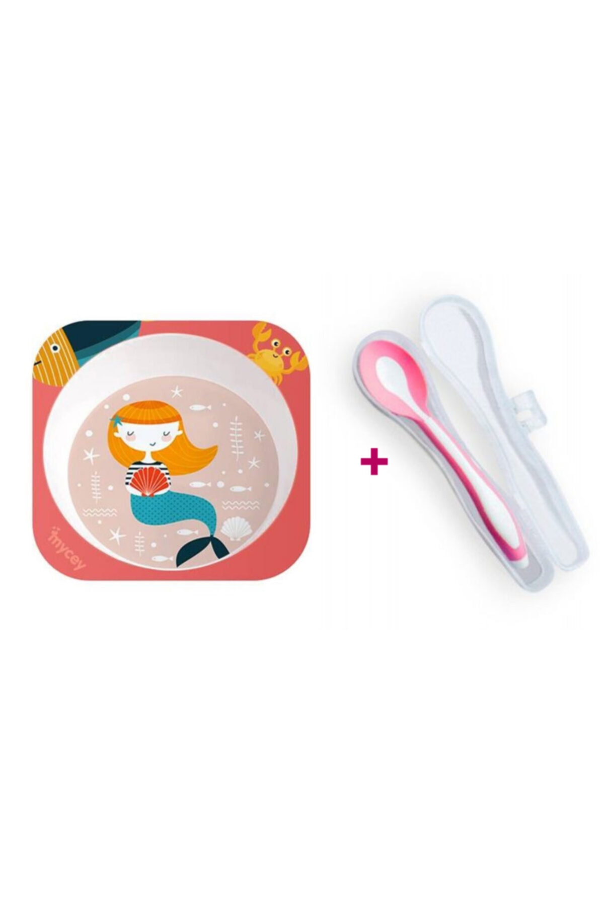 mycey Beslenme Seti ( melamin Çukur Kase + Taşıma Kutulu Mama Kaşığı )