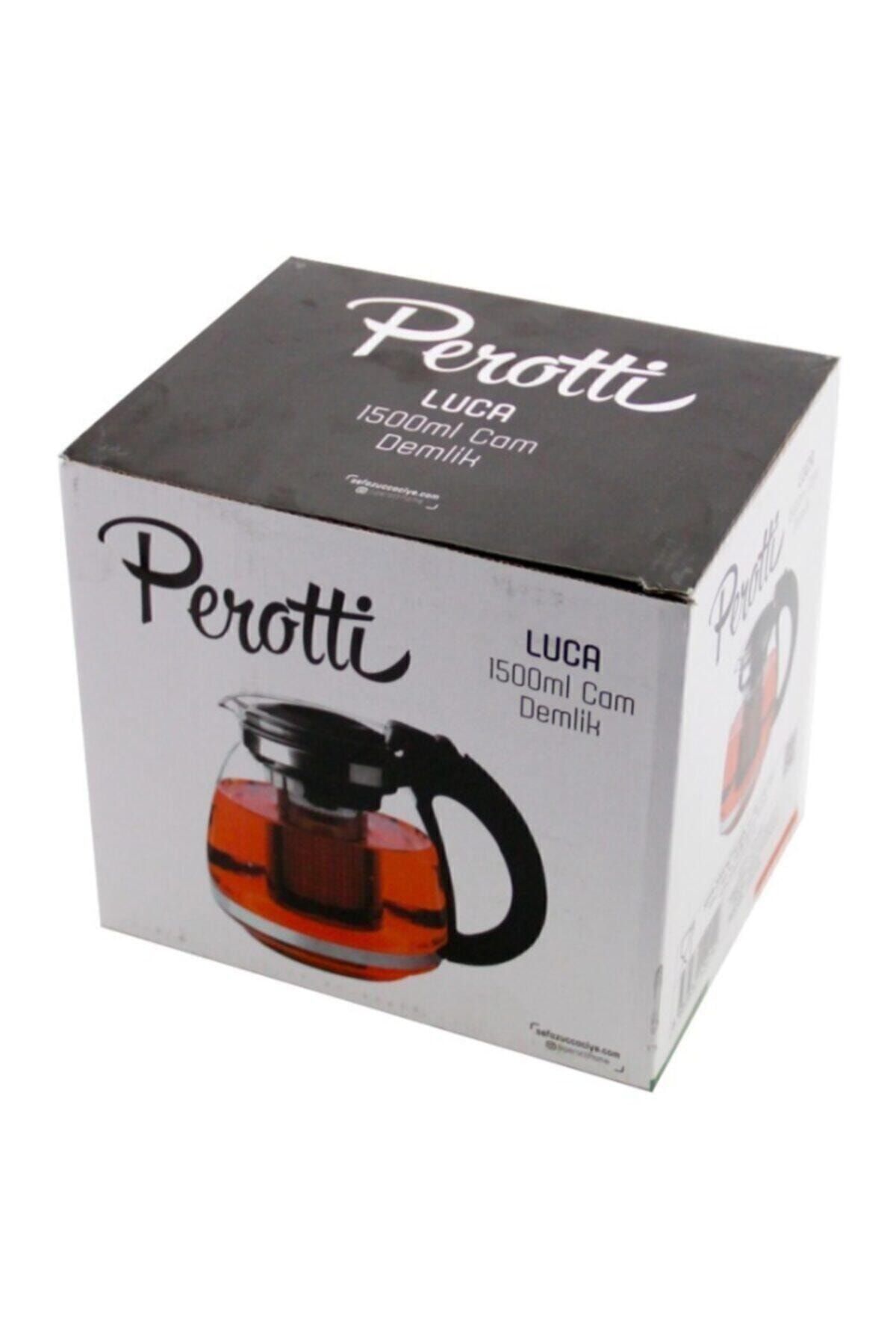 Sefa Perotti Luca Siyah Kulplu Cam Demlik Süzgeçli 1500ml Dem-1500
