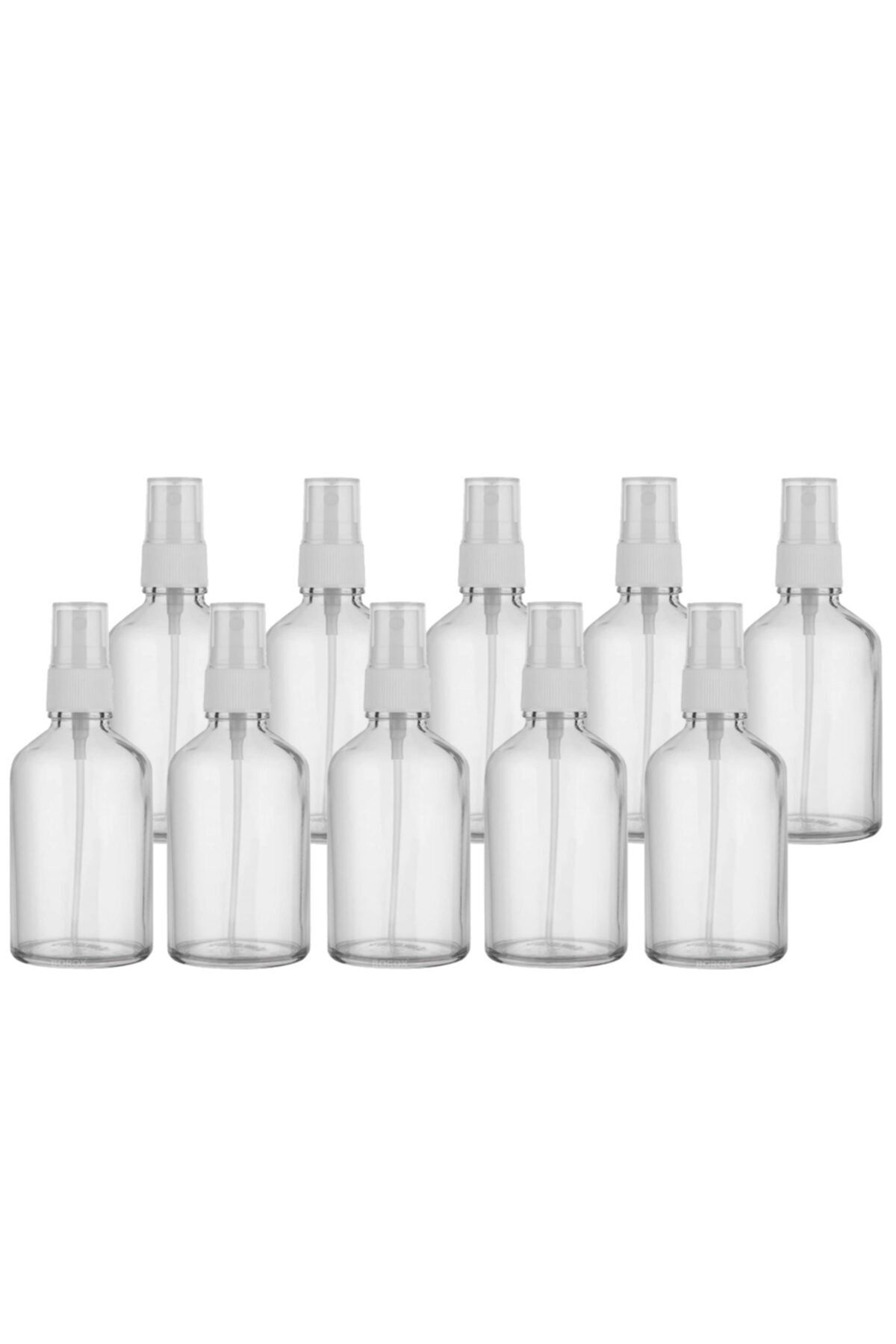 Borox Cam Sprey Şişesi-beyaz Kapak–pompalı Cam Fısfıs Şişe-50 Ml-kolonya Şişesi-10 Adet/paket
