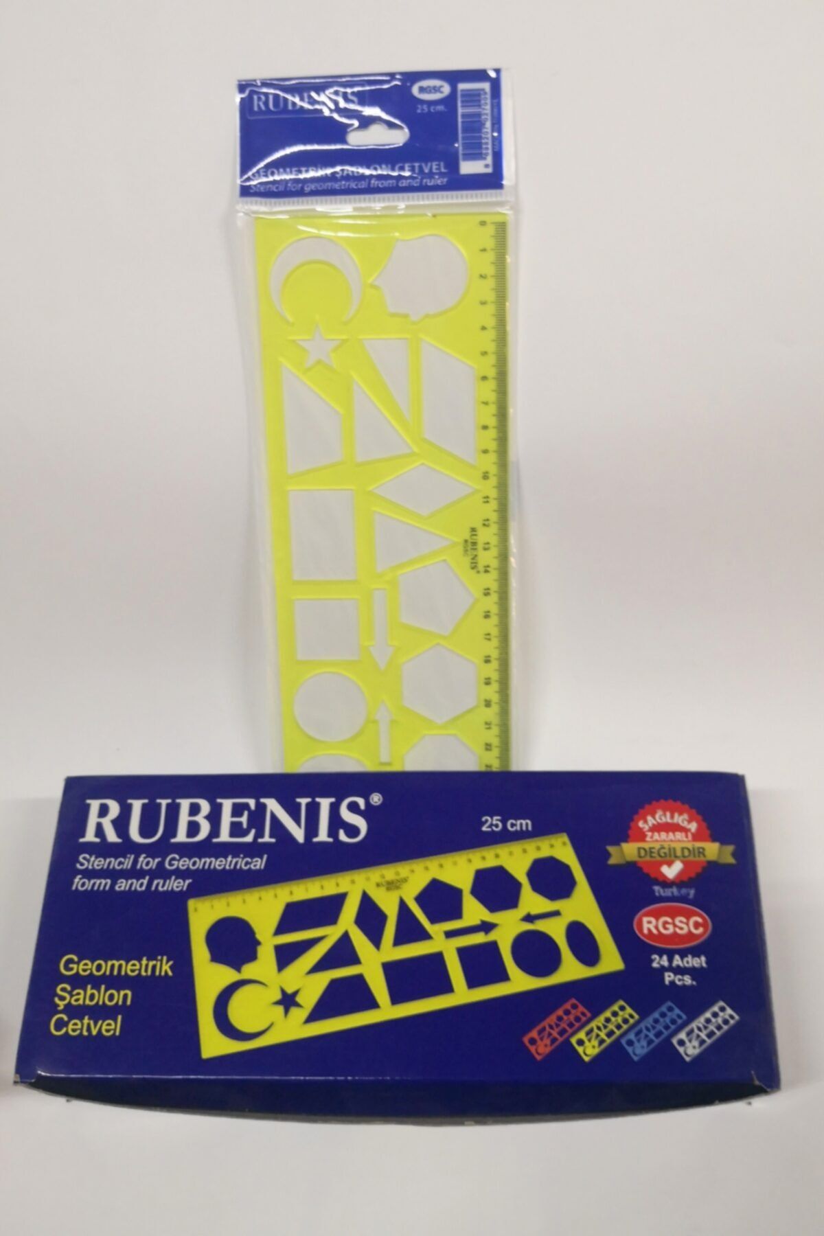 Rubenis Geometrik Şekilli Şablon Cetvel