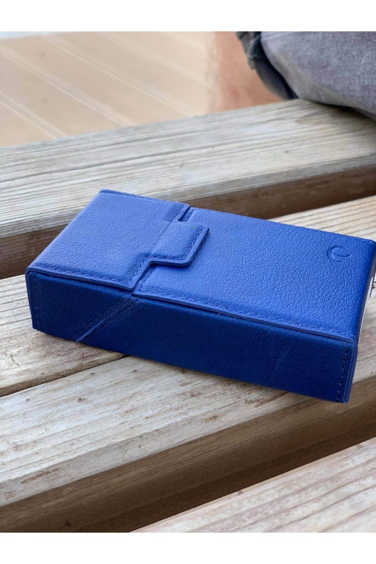 KAVELE Deri Kutusu Kısa Paket İçin Şacivert Renk