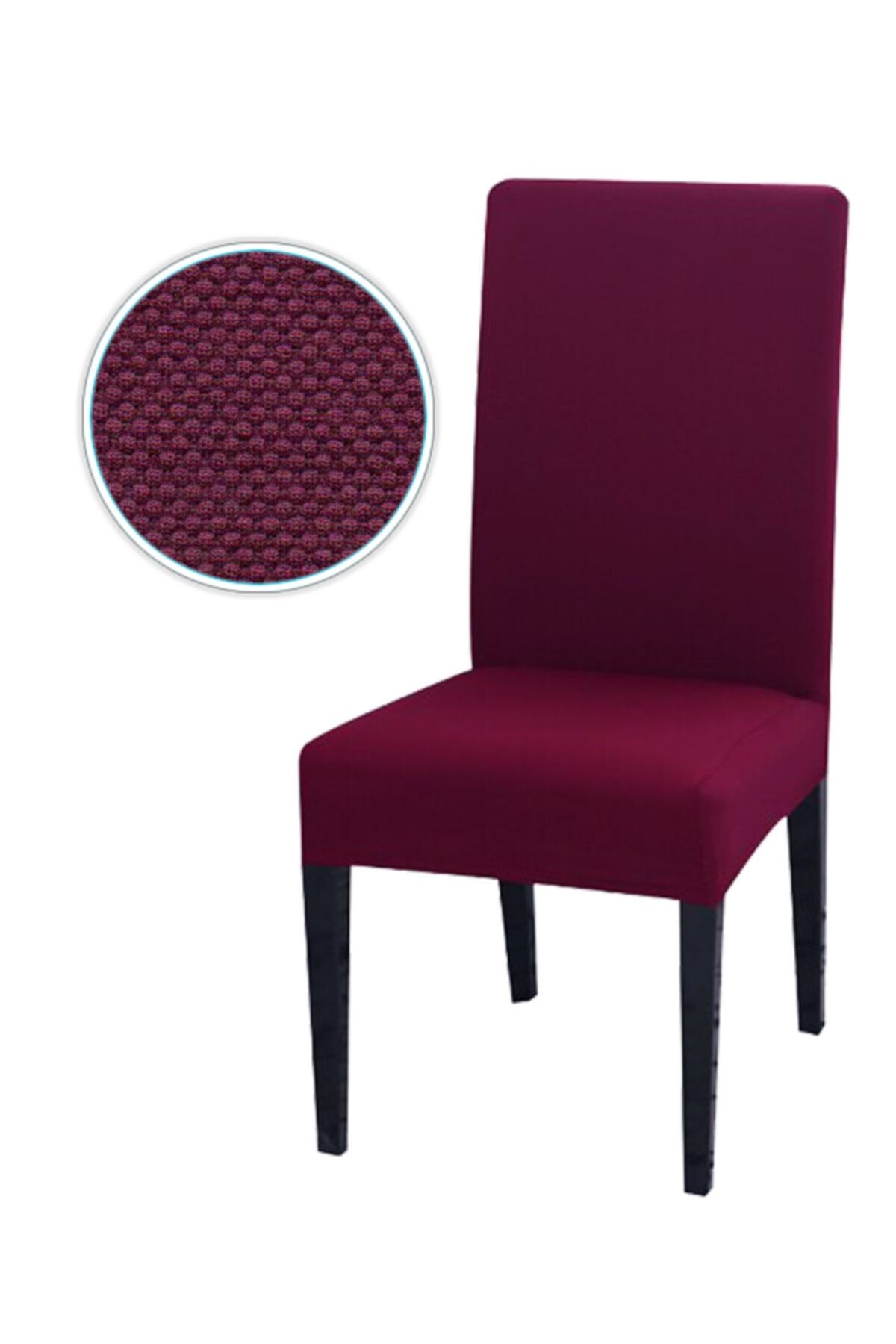 BOGDA Balpeteği Desen Likra Kumaşlı Yikanabilir Sandalye Örtüsü 6lı Bordo