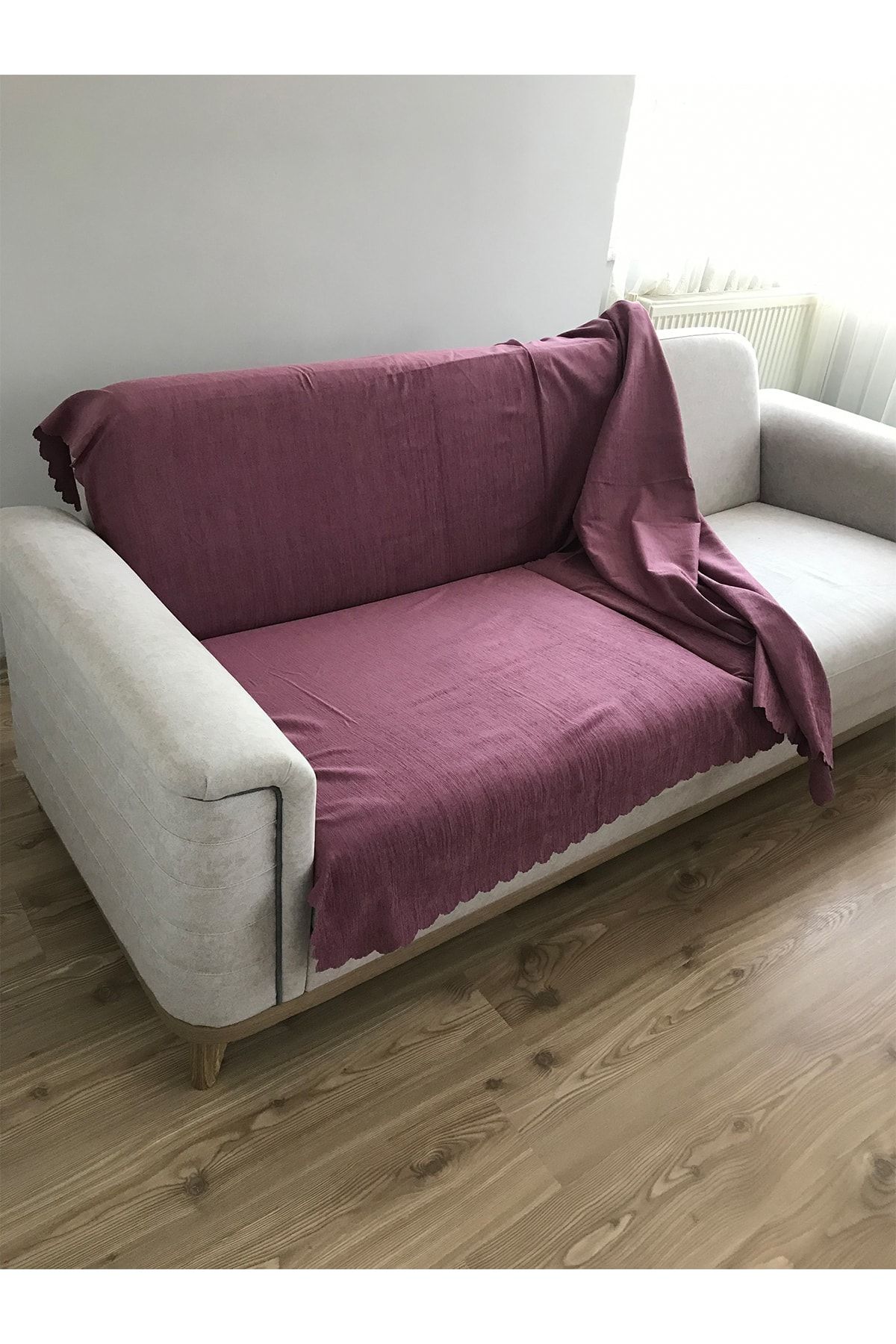 A.S.T Topdağı Tekstil Classic Kaymaz Çok Amaçlı Koltuk Çekyat Örtüsü - Lila