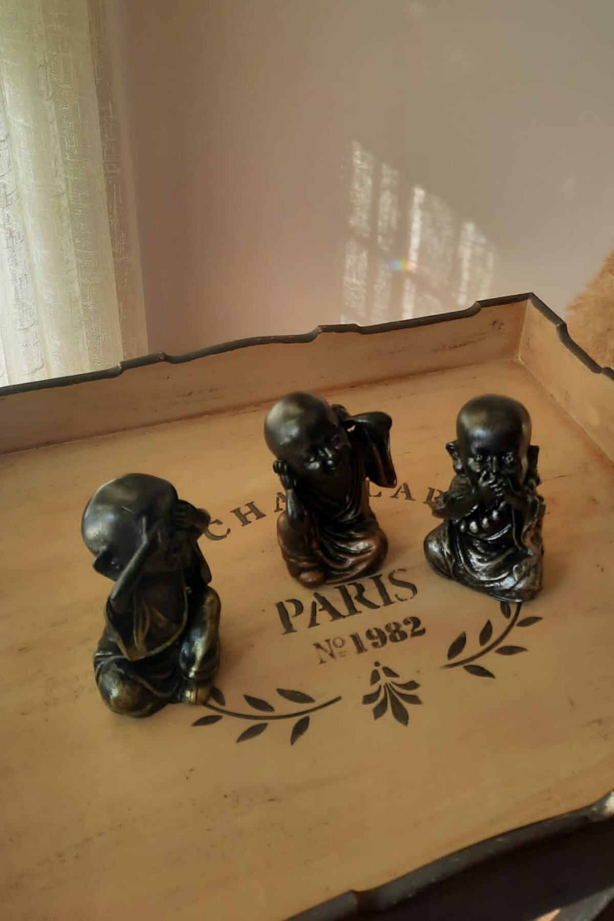 Tasarloxi Görmedim Duymadım Bilmiyorum Polyester Üçlü Buda Biblo